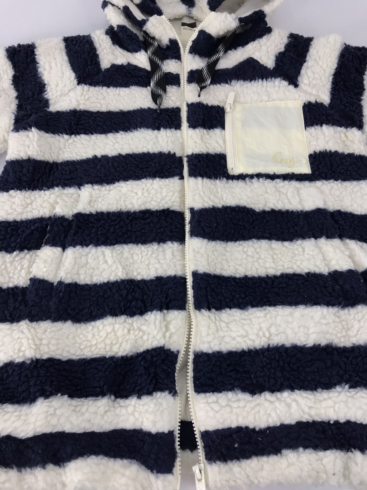 Japanese Brand × Quiksilver Roxy Wool Sherpa Fleece Jacket Colour Block Striped Zipper Size S / US 4 / IT 40 - 5 Thumbnail
