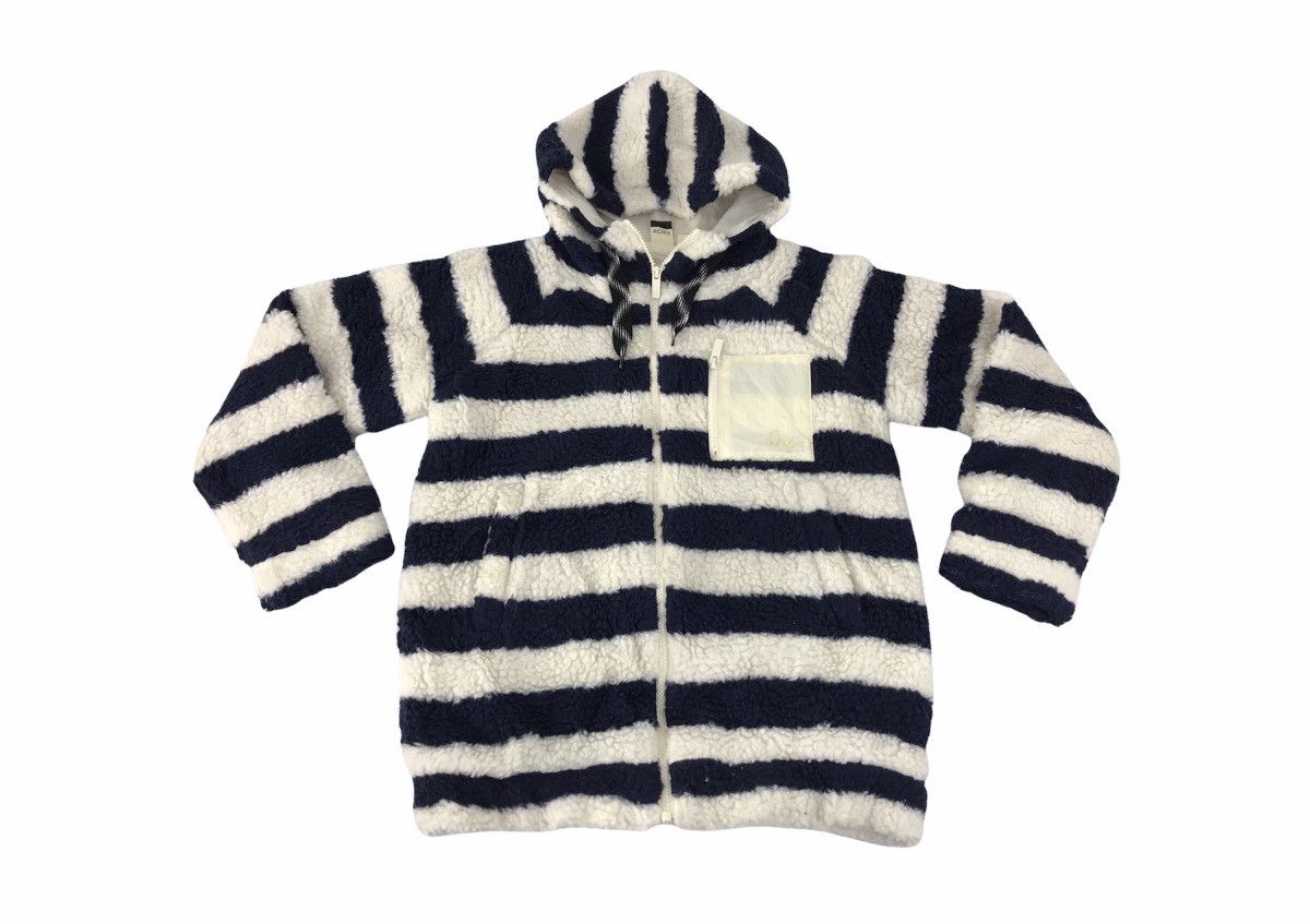 Japanese Brand × Quiksilver Roxy Wool Sherpa Fleece Jacket Colour Block Striped Zipper Size S / US 4 / IT 40 - 1 Thumbnail