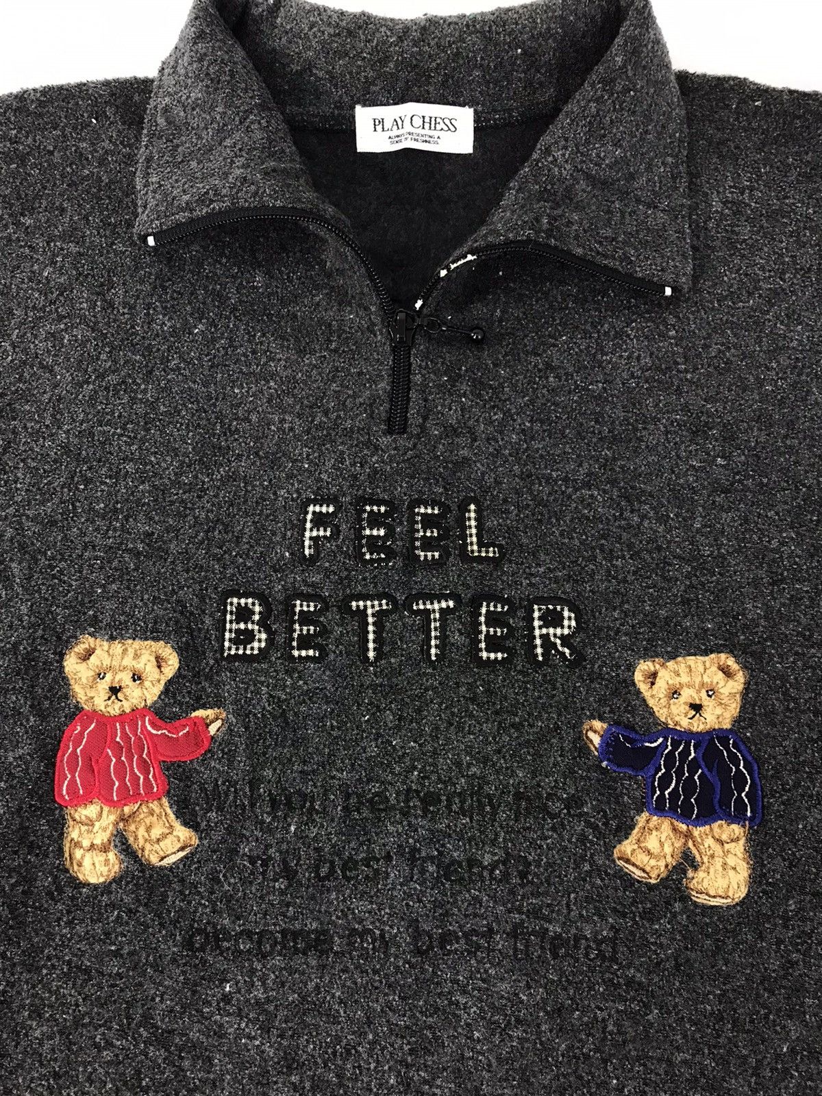 Japanese Brand × Vintage Play Chess Feel Better Fleece Spell Out Half Zip Design Size US M / EU 48-50 / 2 - 3 Thumbnail