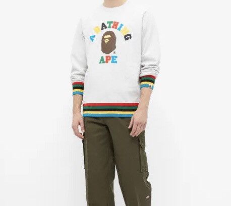 Bape Line Rib College Crewneck Size US M / EU 48-50 / 2 - 2 Thumbnail