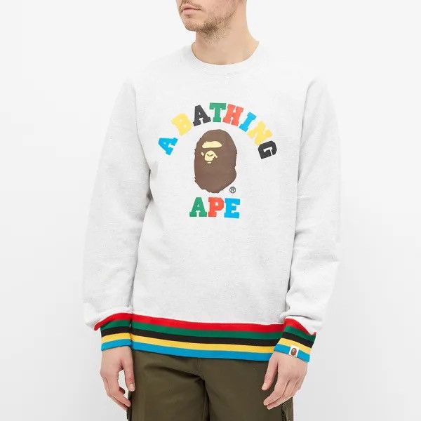 Bape Line Rib College Crewneck Size US M / EU 48-50 / 2 - 1 Thumbnail