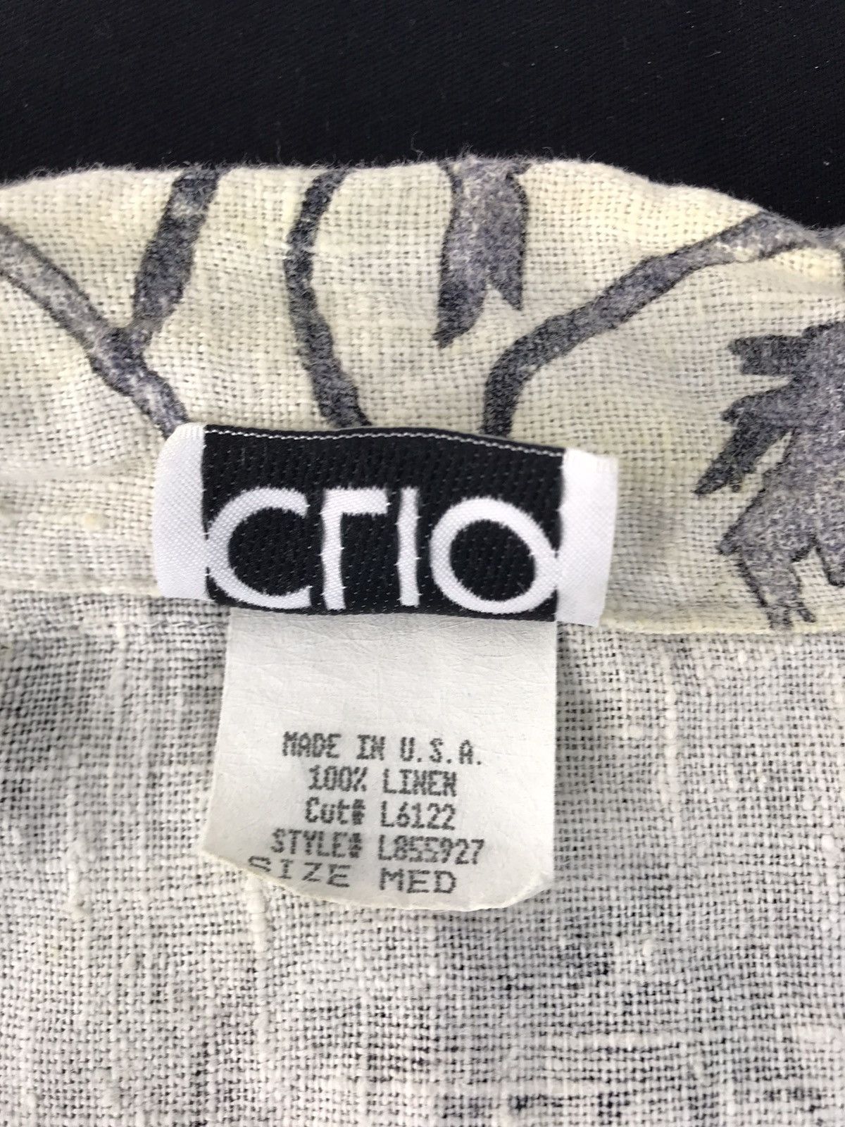 Vintage Clio Urban Shirt Button Up 100% Linen Floral Leaves Design Size L / US 10 / IT 46 - 7 Thumbnail