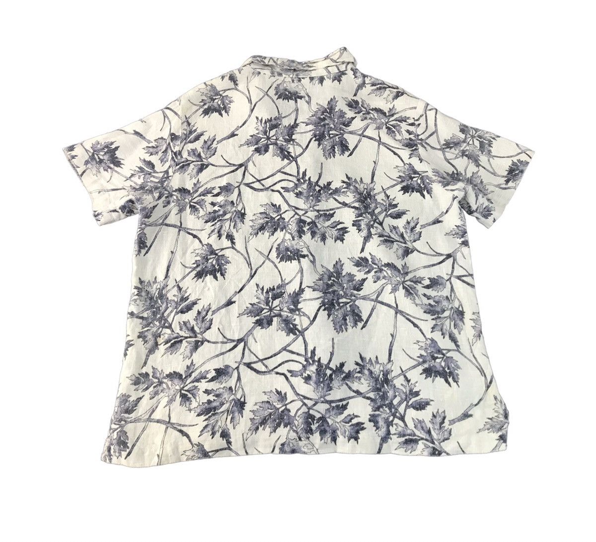 Vintage Clio Urban Shirt Button Up 100% Linen Floral Leaves Design Size L / US 10 / IT 46 - 5 Thumbnail