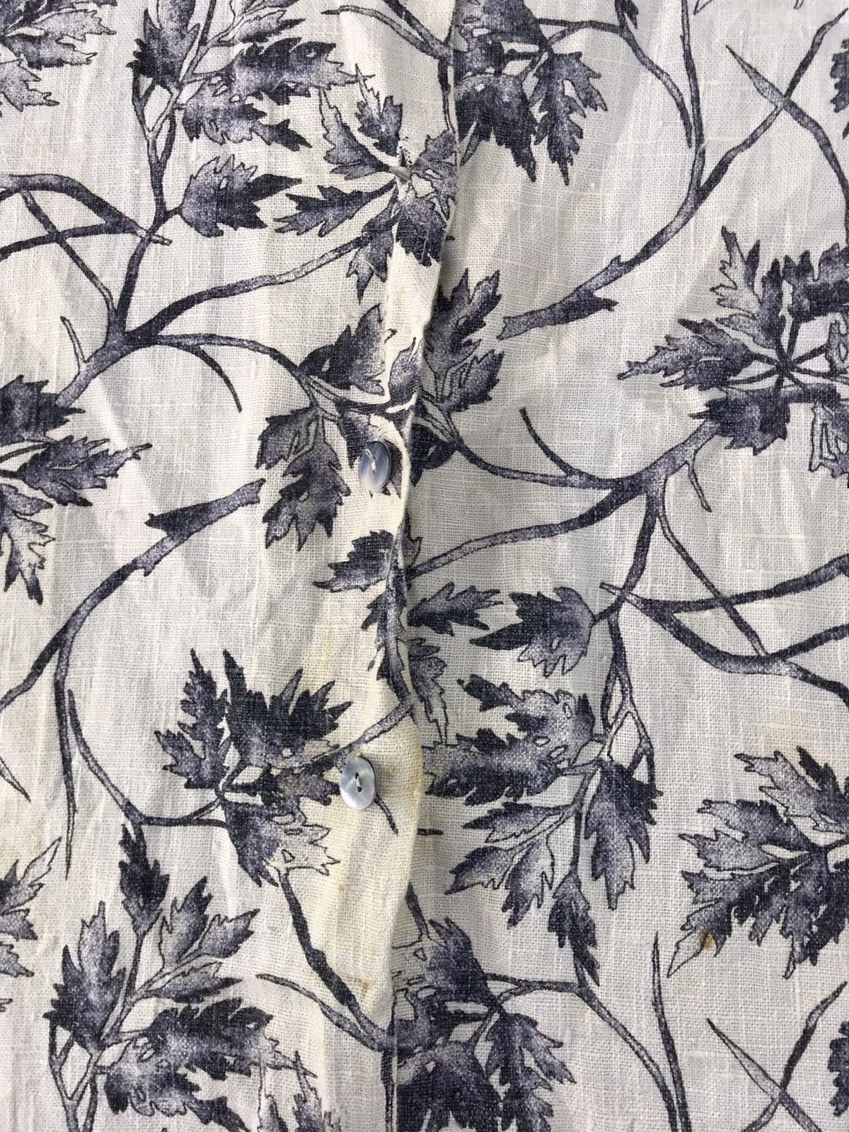 Vintage Clio Urban Shirt Button Up 100% Linen Floral Leaves Design Size L / US 10 / IT 46 - 14 Thumbnail