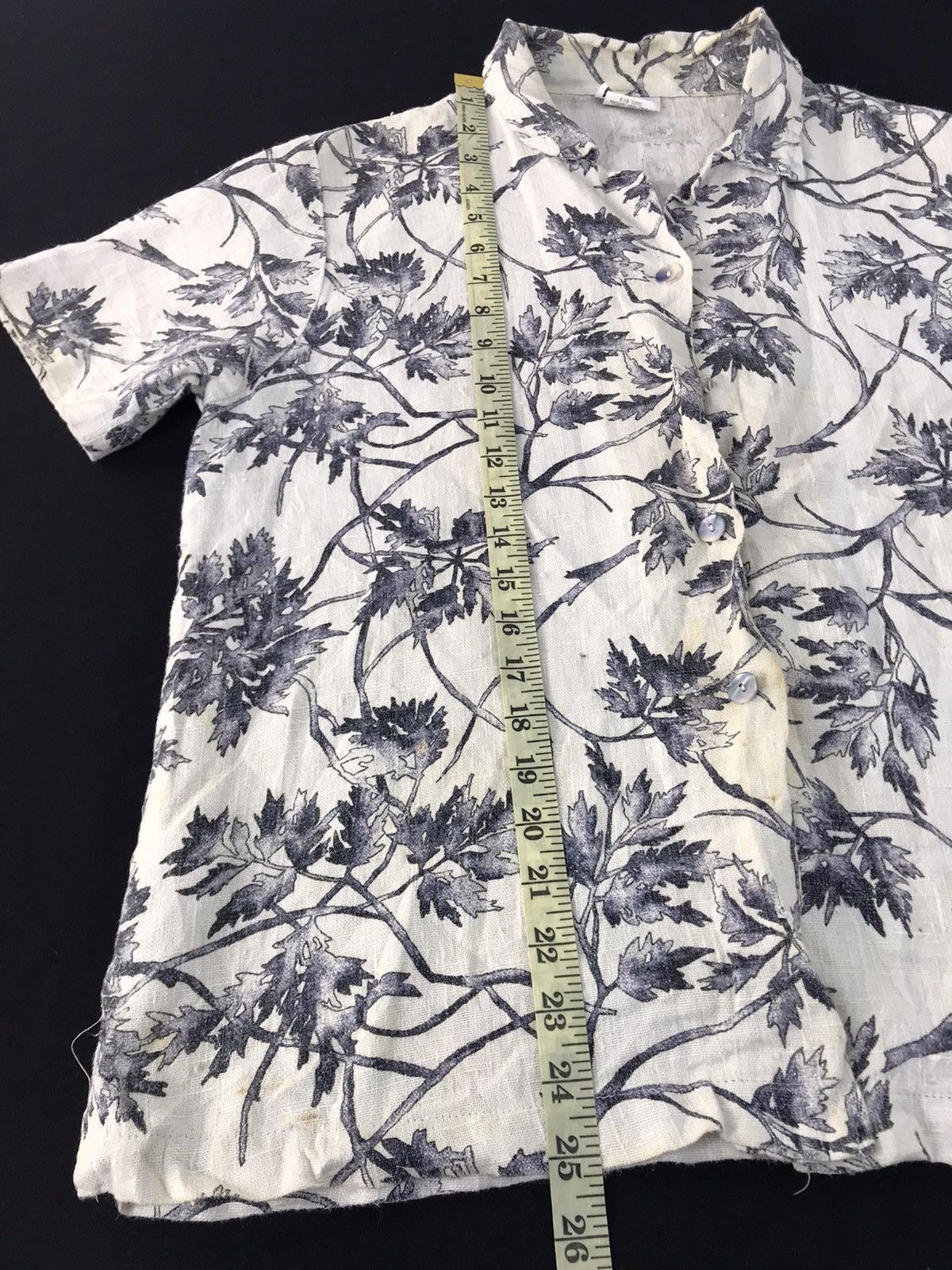 Vintage Clio Urban Shirt Button Up 100% Linen Floral Leaves Design Size L / US 10 / IT 46 - 10 Thumbnail