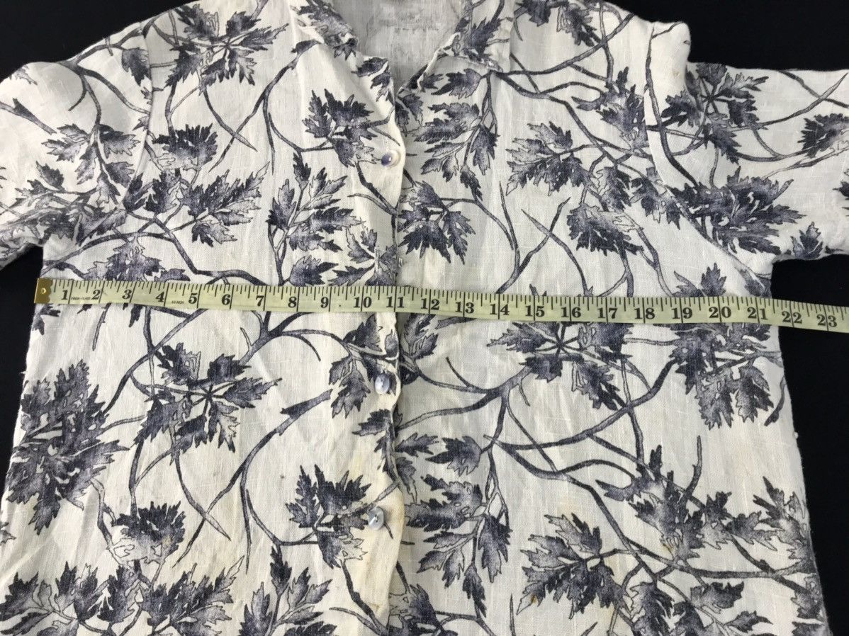 Vintage Clio Urban Shirt Button Up 100% Linen Floral Leaves Design Size L / US 10 / IT 46 - 9 Thumbnail