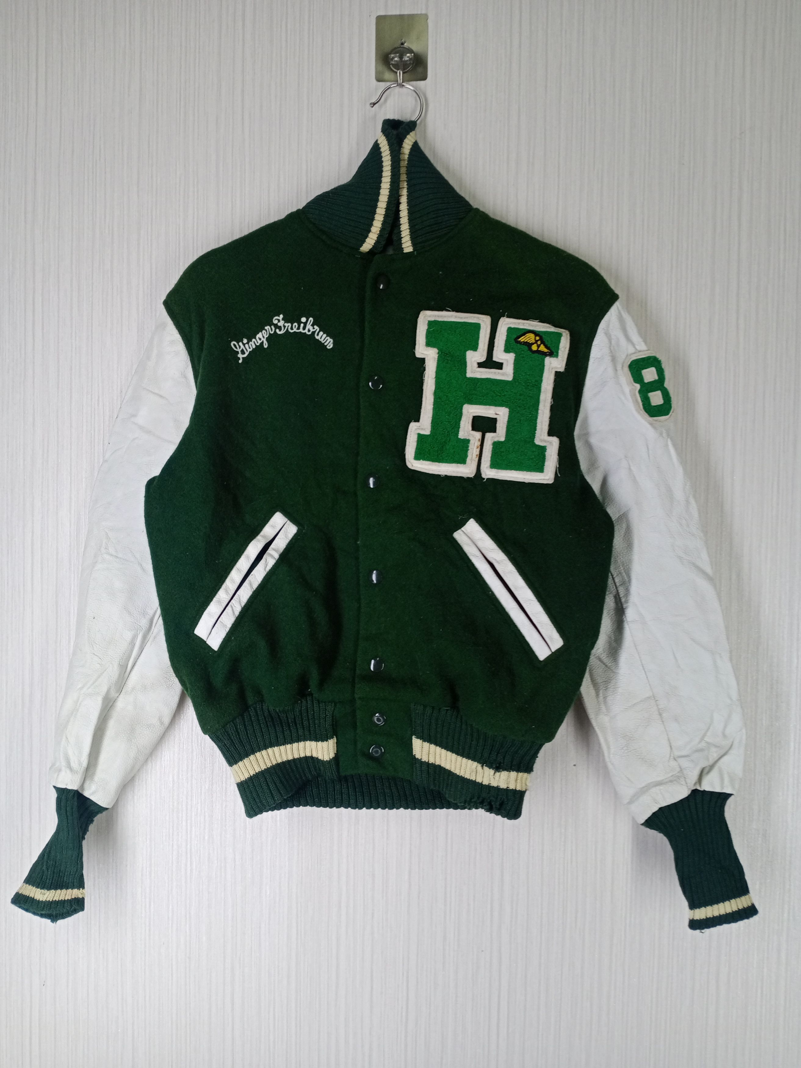 Vintage Albion Knitting Mills Letterman Varsity Jacket Wool/Leather Size US M / EU 48-50 / 2 - 1 Thumbnail