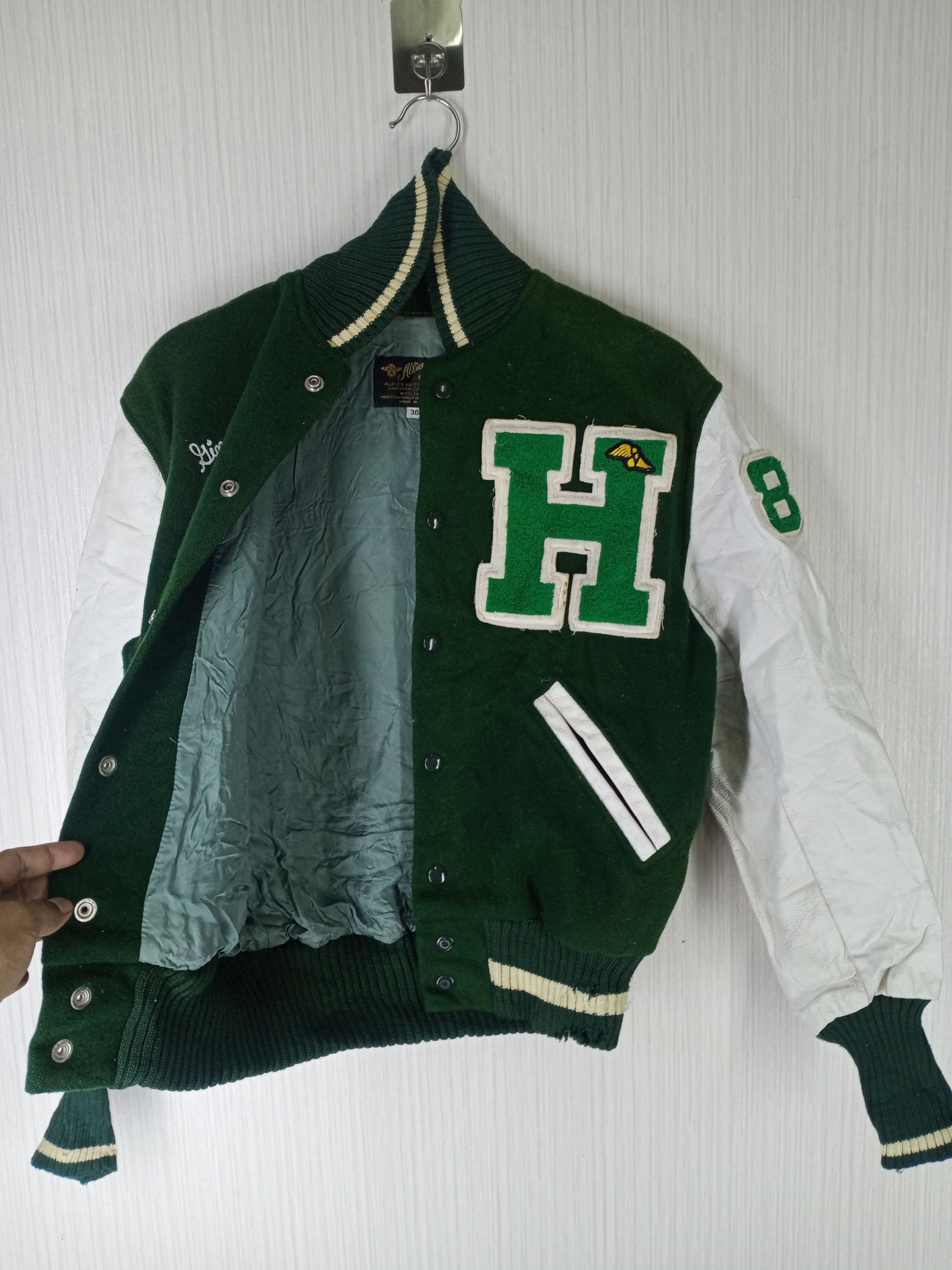 Vintage Albion Knitting Mills Letterman Varsity Jacket Wool/Leather Size US M / EU 48-50 / 2 - 8 Thumbnail