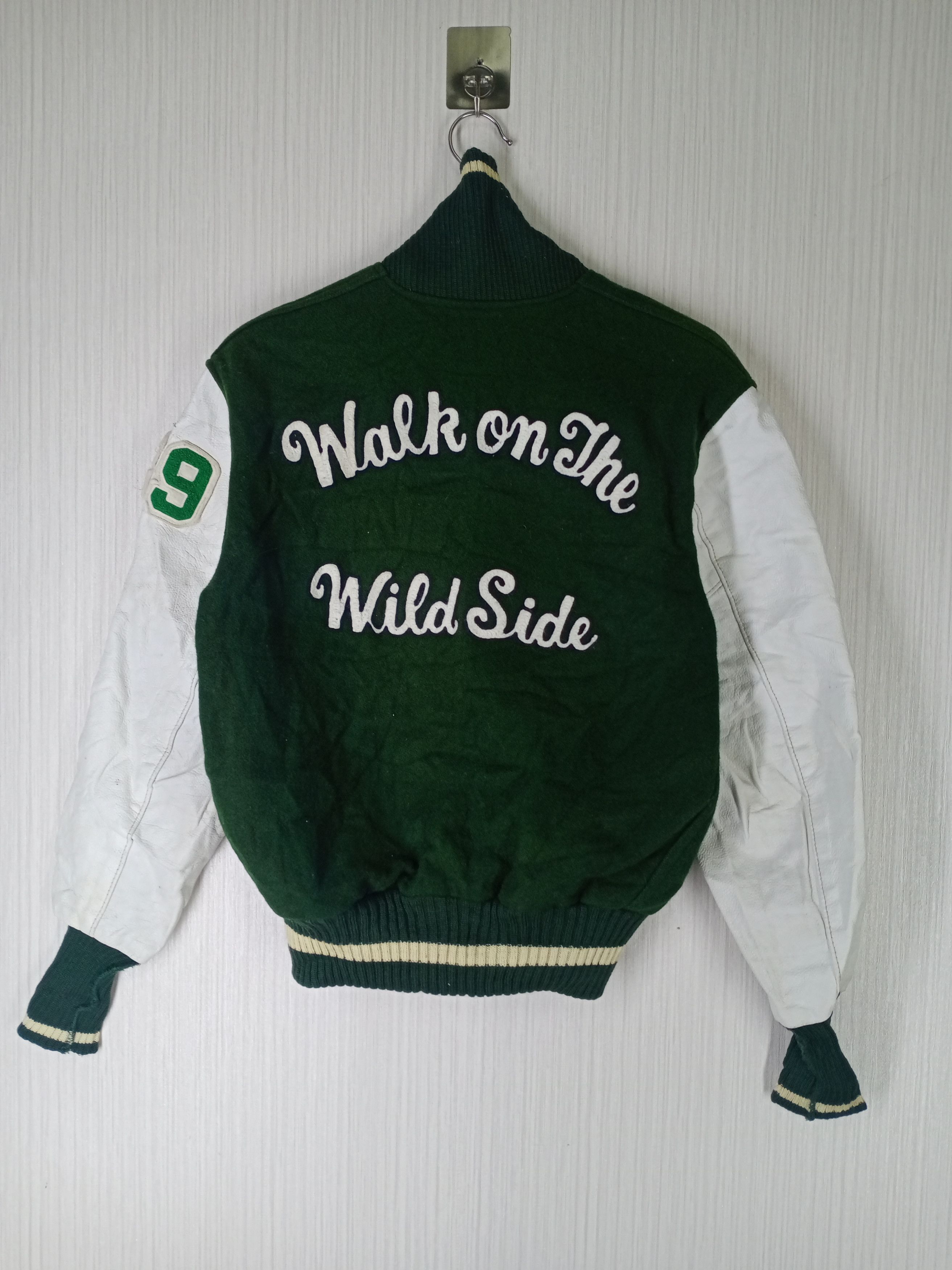 Vintage Albion Knitting Mills Letterman Varsity Jacket Wool/Leather Size US M / EU 48-50 / 2 - 2 Thumbnail