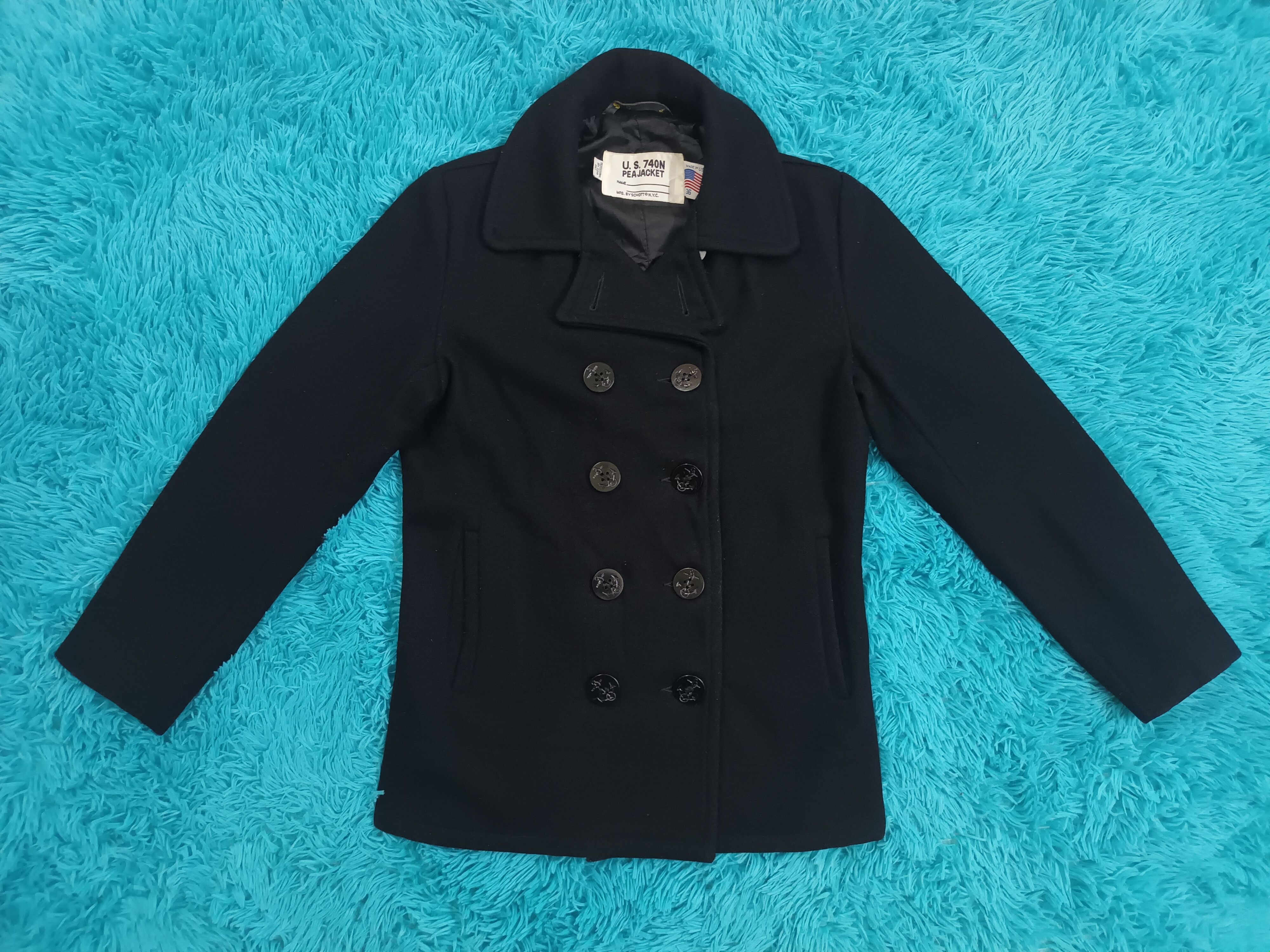 Schott 🔥 U. S. 740N MFG. MADE IN USA PEA JACKET / COAT 🔥 Size US M / EU 48-50 / 2 - 1 Thumbnail