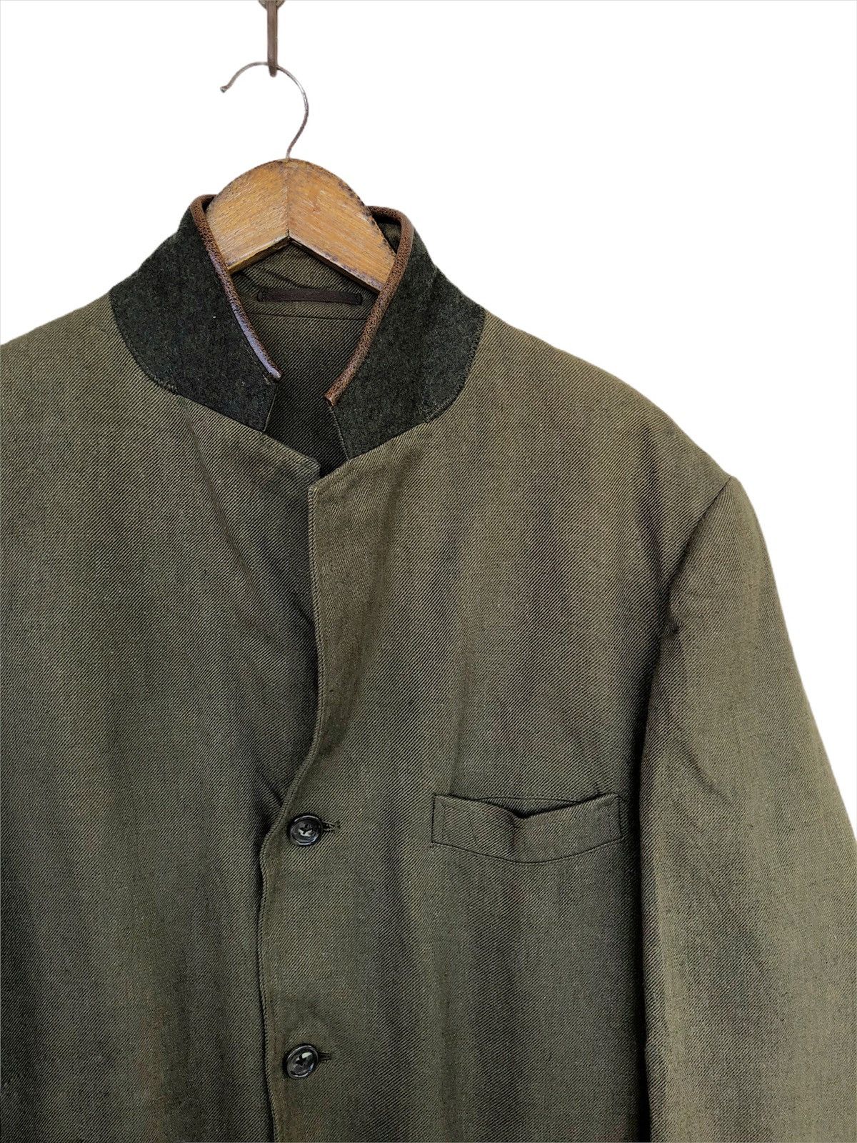 Yohji Yamamoto ICONIC🔥Yohji Yamamoto Leather Hybrid Linen O/S Jacket Size US L / EU 52-54 / 3 - 5 Thumbnail