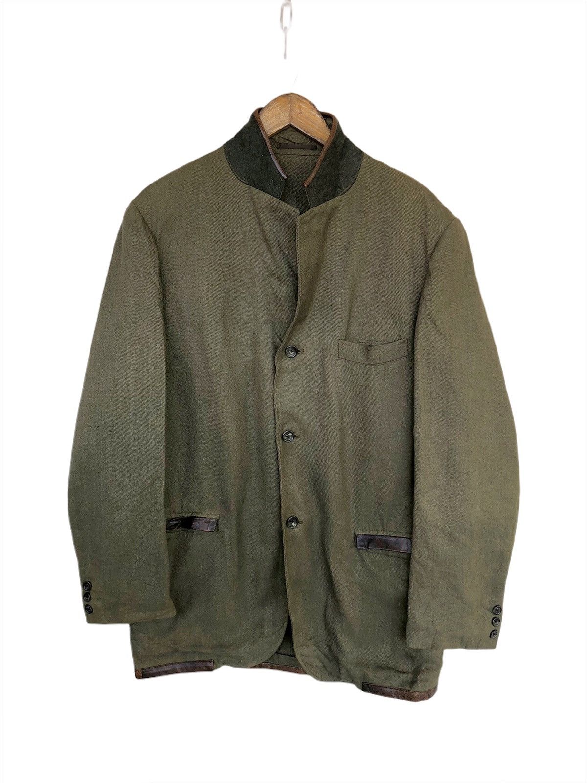 Yohji Yamamoto ICONIC🔥Yohji Yamamoto Leather Hybrid Linen O/S Jacket Size US L / EU 52-54 / 3 - 1 Thumbnail