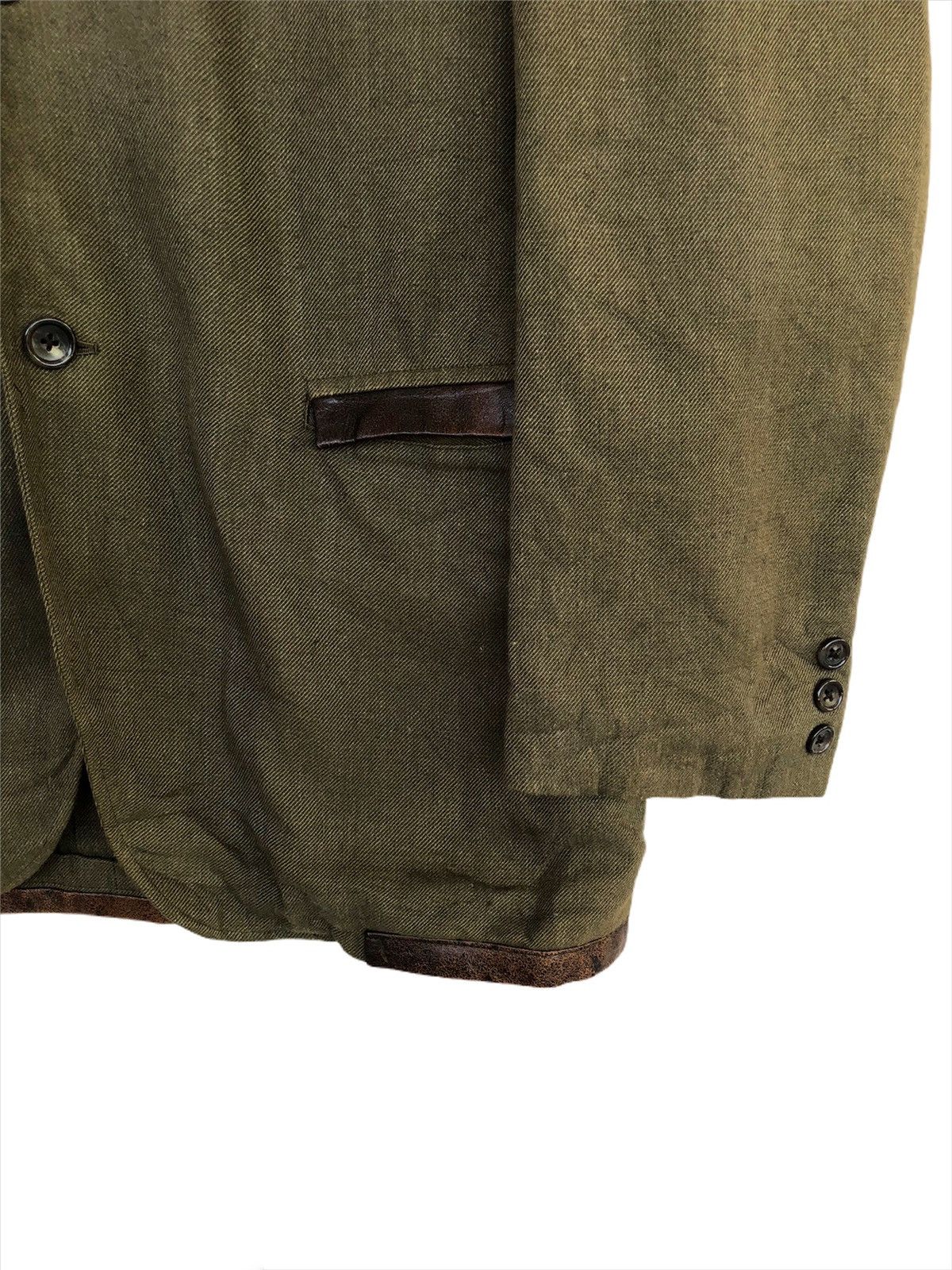 Yohji Yamamoto ICONIC🔥Yohji Yamamoto Leather Hybrid Linen O/S Jacket Size US L / EU 52-54 / 3 - 6 Thumbnail