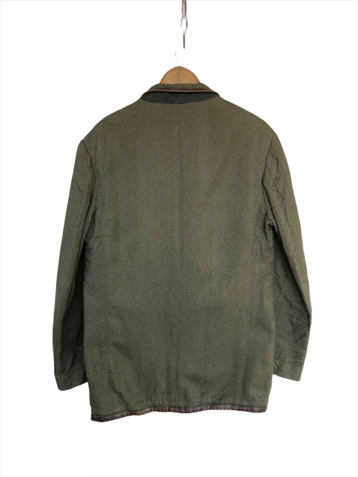 Yohji Yamamoto ICONIC🔥Yohji Yamamoto Leather Hybrid Linen O/S Jacket Size US L / EU 52-54 / 3 - 7 Thumbnail