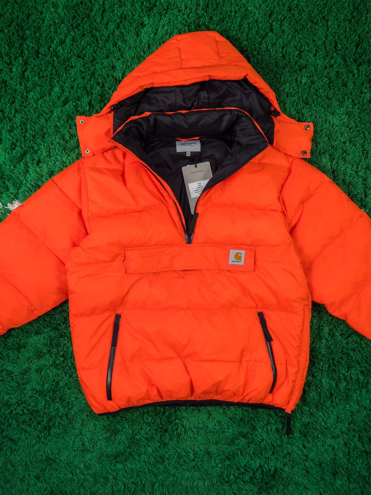 image of Carhartt Wip Puffer Jacket Jones Pullover Safety Orange, Men's (Size Medium)