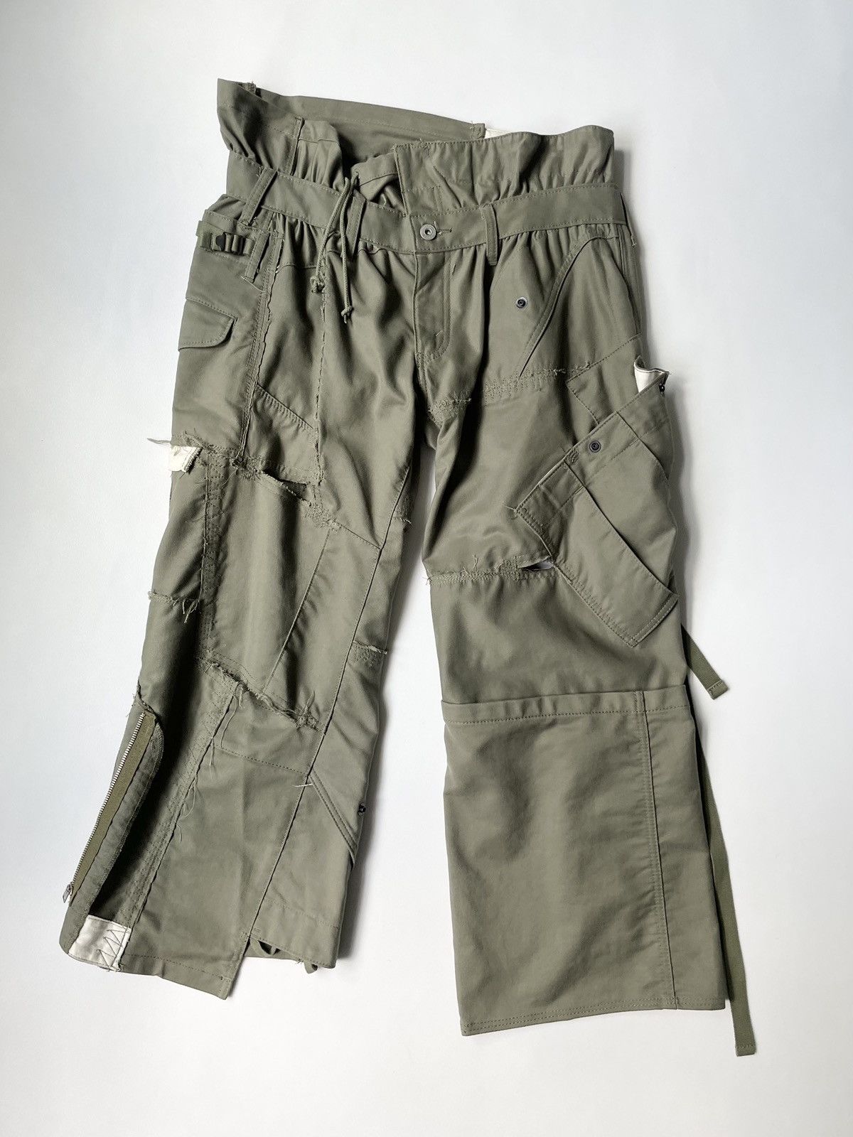 image of Comme Des Garcons x Junya Watanabe A/w 06 Reworked Cargo Trousers in Military Green, Women's (Size 