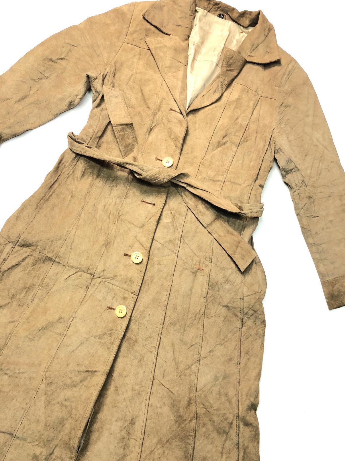 Vintage VINTAGE BELTED SUEDE LEATHER LONG JACKET 🧥 Size US S / EU 44-46 / 1 - 2 Thumbnail