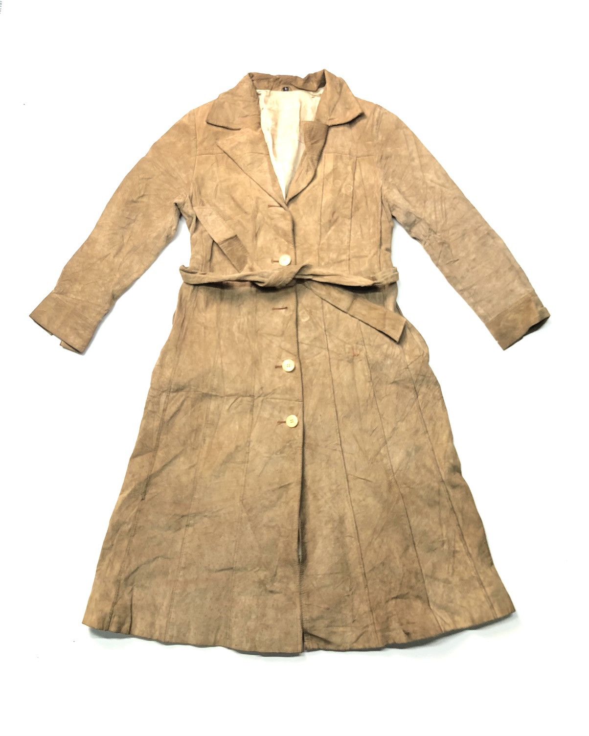 Vintage VINTAGE BELTED SUEDE LEATHER LONG JACKET 🧥 Size US S / EU 44-46 / 1 - 1 Thumbnail