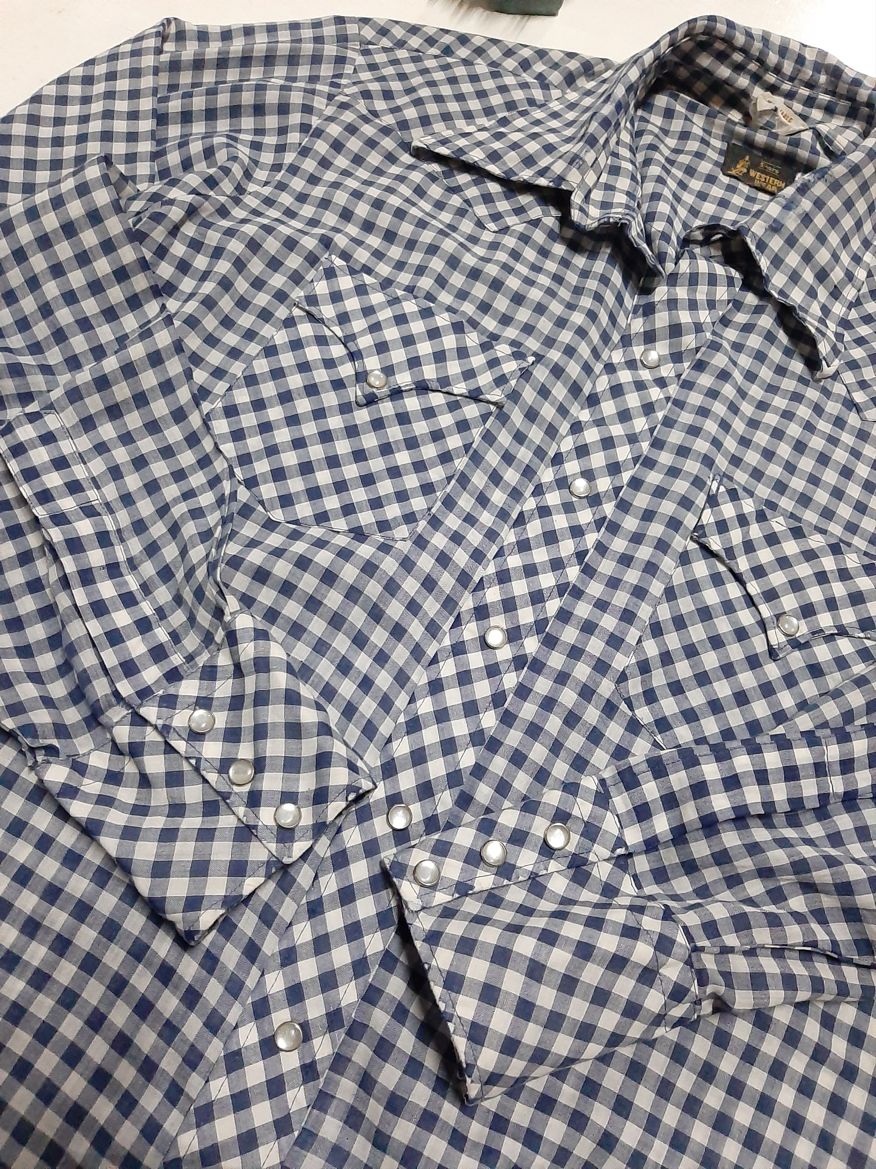 Sears × Vintage VINTAGE 70s SEAR WESTERN WEAR CHECKED SNAP BUTTON Size US L / EU 52-54 / 3 - 5 Thumbnail