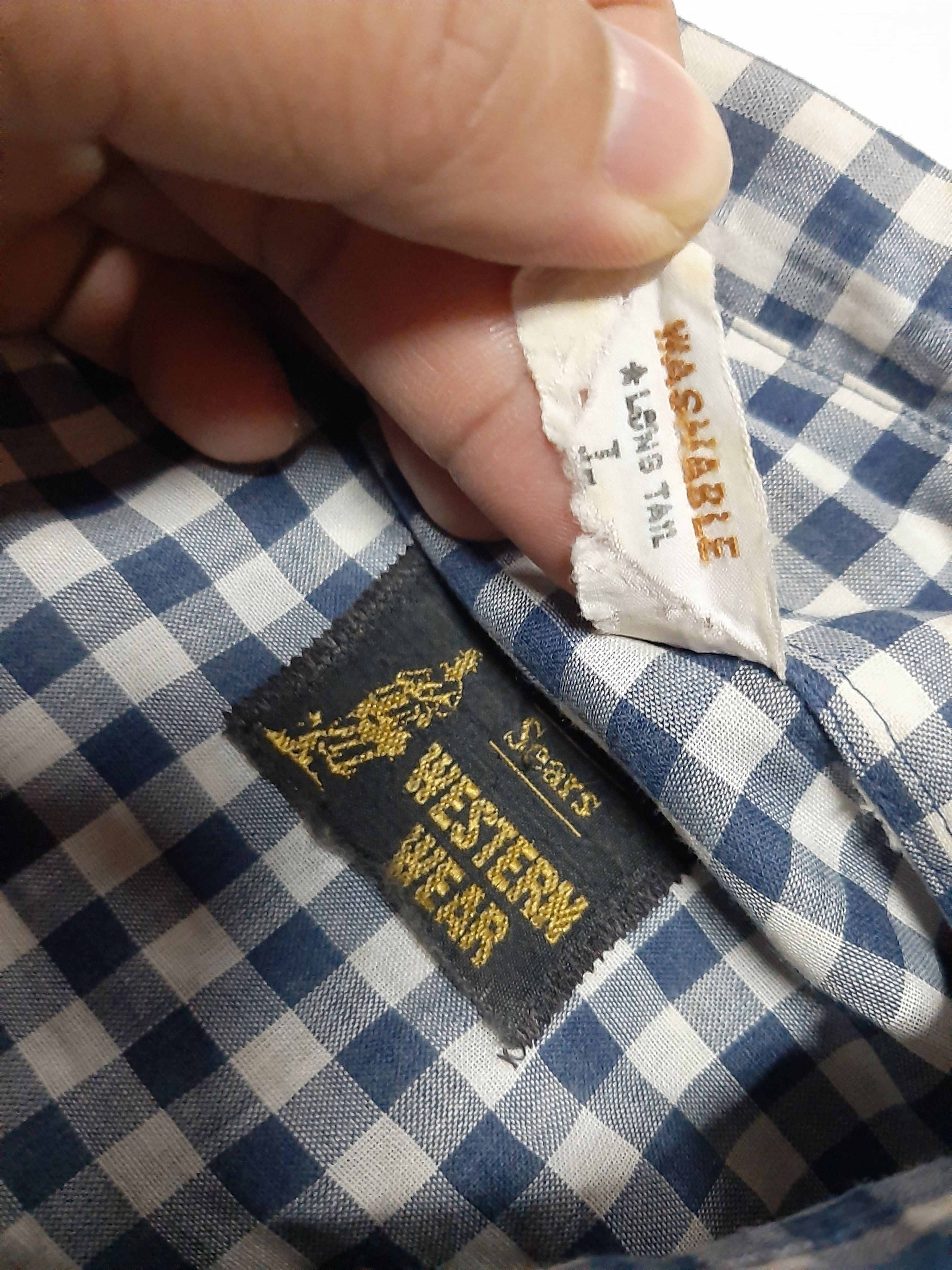 Sears × Vintage VINTAGE 70s SEAR WESTERN WEAR CHECKED SNAP BUTTON Size US L / EU 52-54 / 3 - 4 Thumbnail