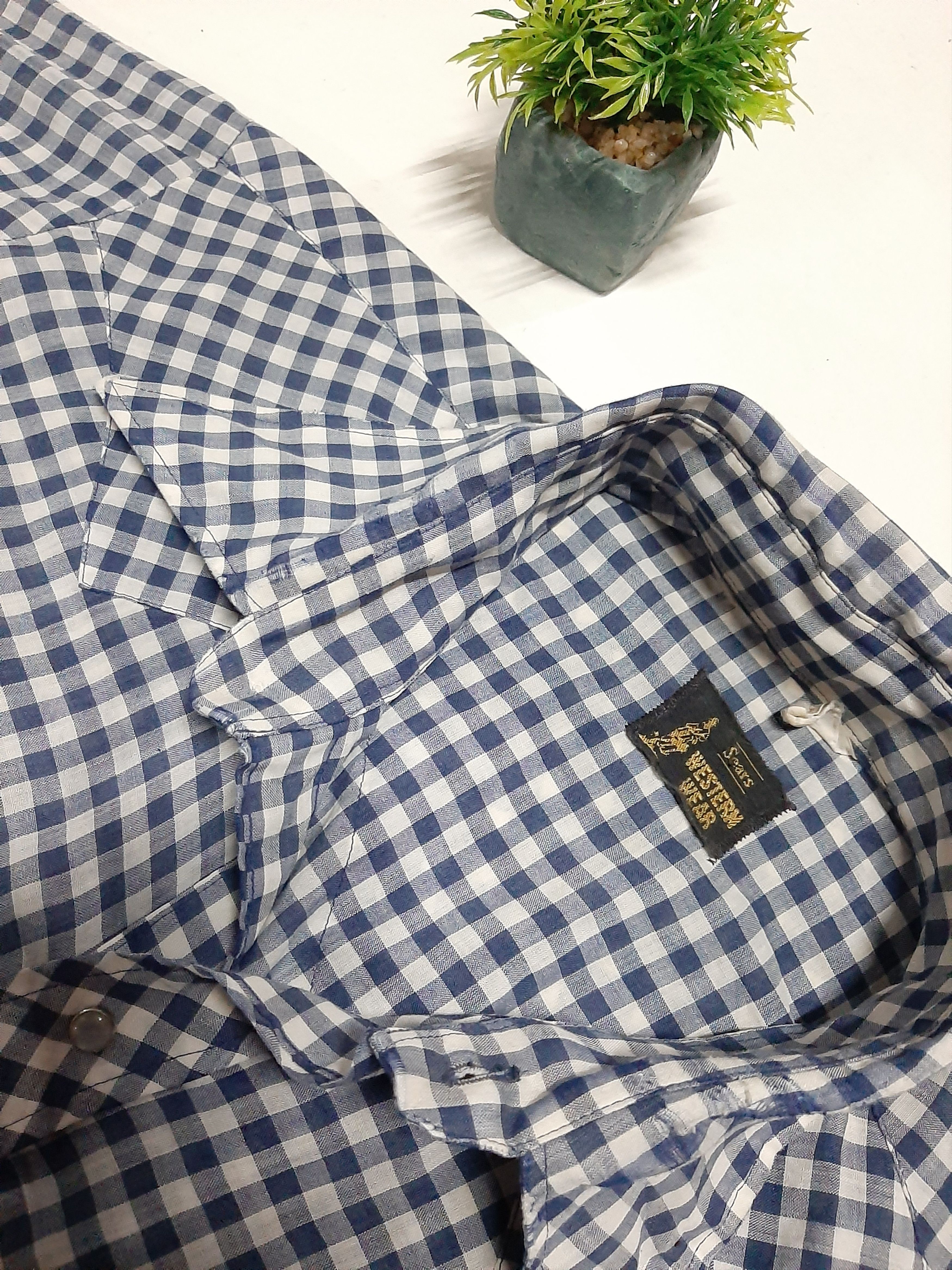 Sears × Vintage VINTAGE 70s SEAR WESTERN WEAR CHECKED SNAP BUTTON Size US L / EU 52-54 / 3 - 1 Thumbnail