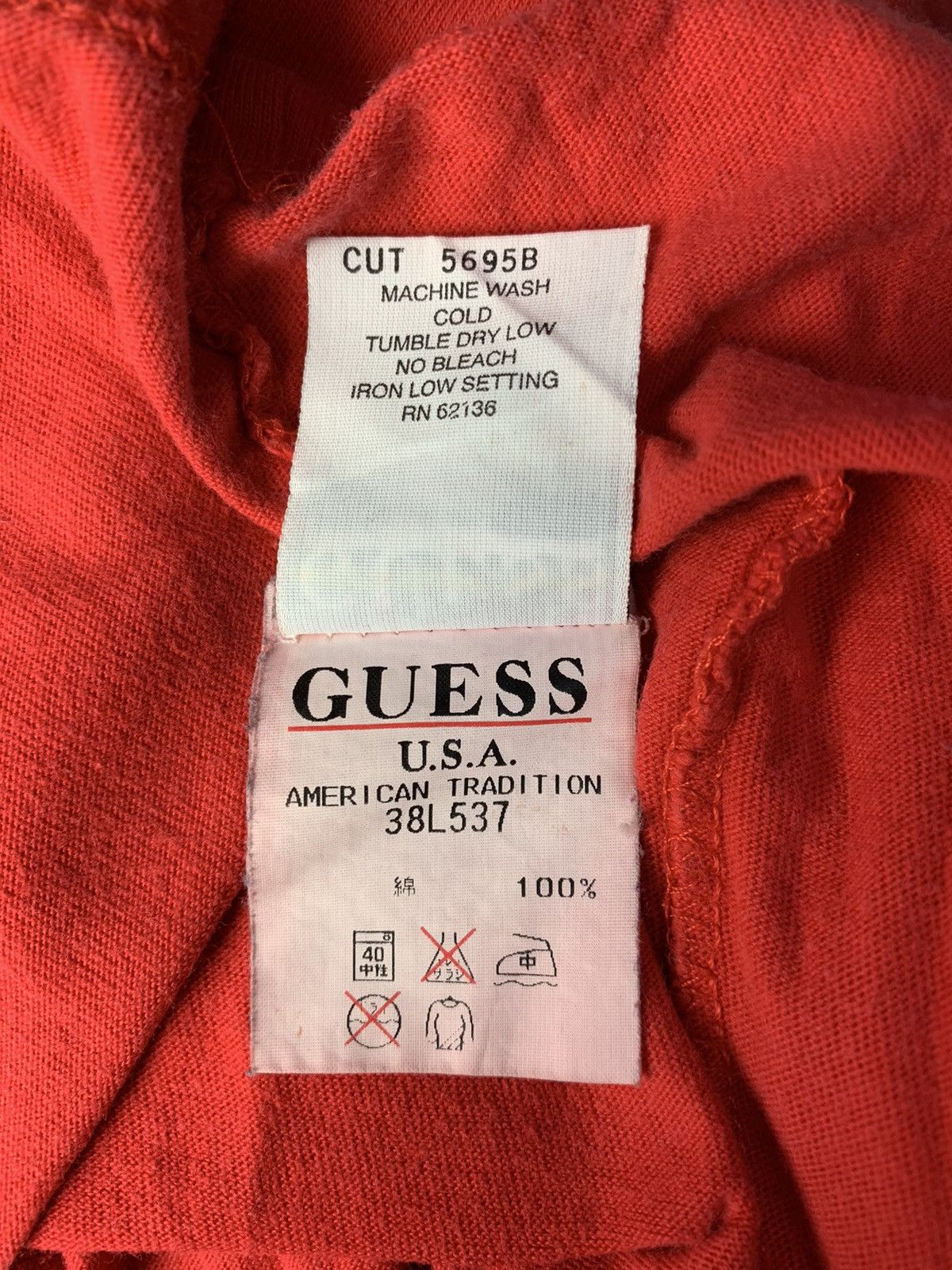 Guess Vintage 90s Guess USA V Neck Ringer Logo Tee Size US S / EU 44-46 / 1 - 4 Thumbnail