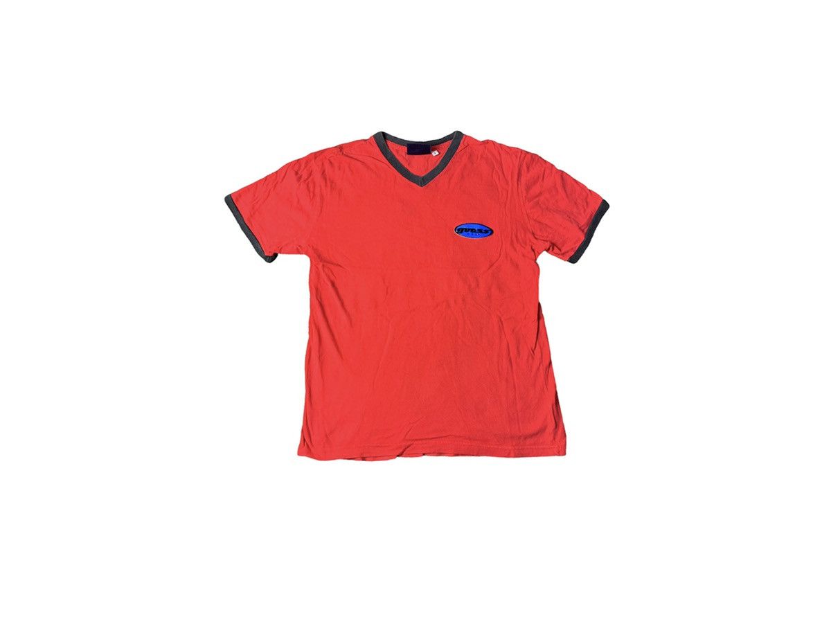 Guess Vintage 90s Guess USA V Neck Ringer Logo Tee Size US S / EU 44-46 / 1 - 1 Thumbnail