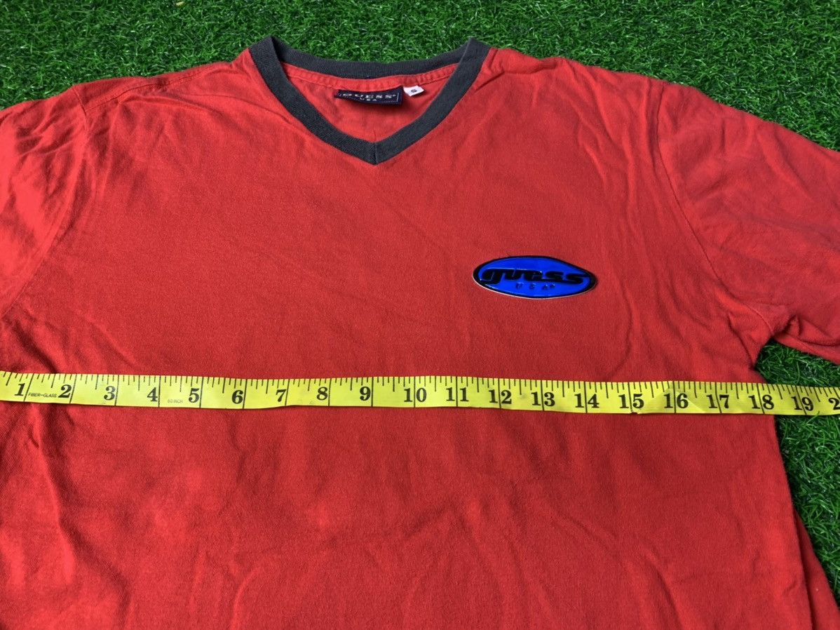 Guess Vintage 90s Guess USA V Neck Ringer Logo Tee Size US S / EU 44-46 / 1 - 8 Thumbnail