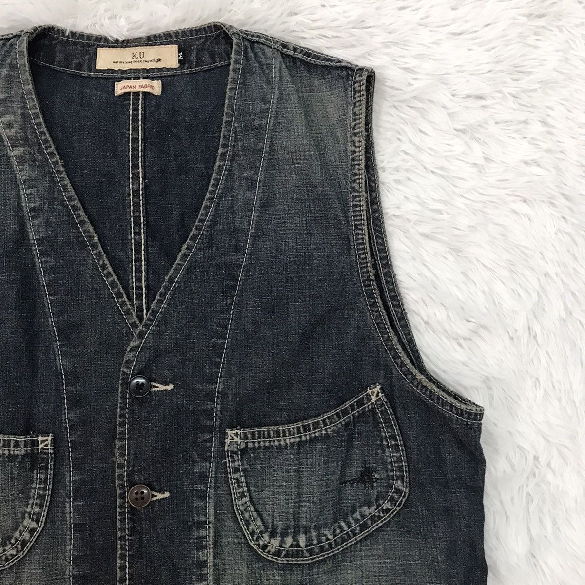 Japanese Brand KU Distress Patches Vest Japan Fabric Size US M / EU 48-50 / 2 - 4 Thumbnail