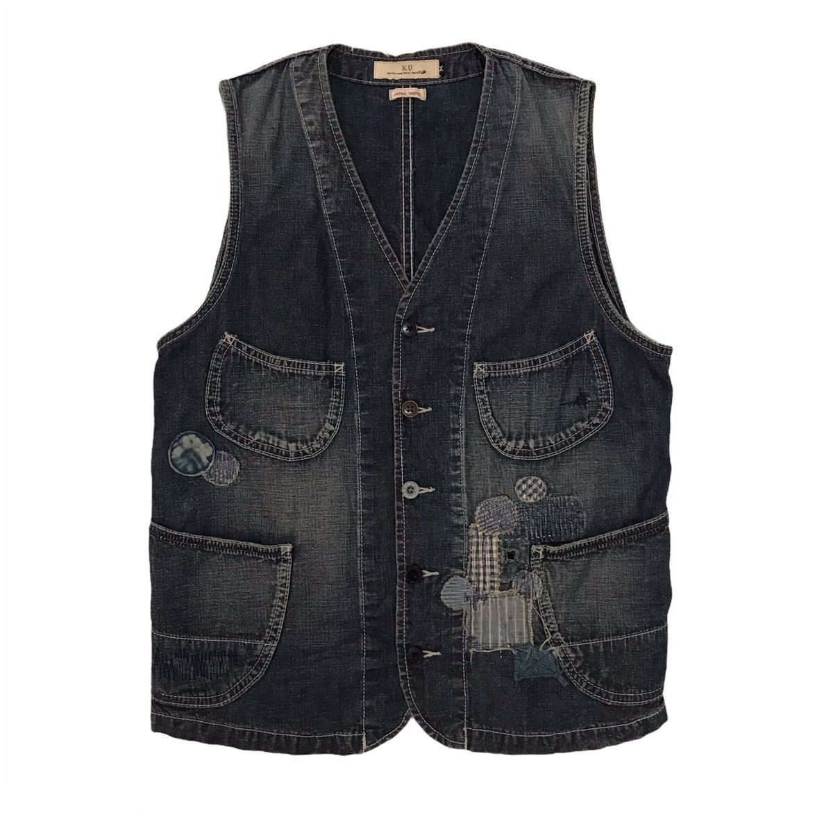 Japanese Brand KU Distress Patches Vest Japan Fabric Size US M / EU 48-50 / 2 - 1 Thumbnail