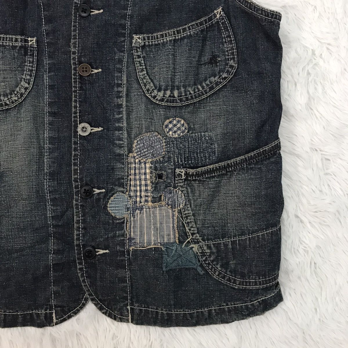 Japanese Brand KU Distress Patches Vest Japan Fabric Size US M / EU 48-50 / 2 - 5 Thumbnail