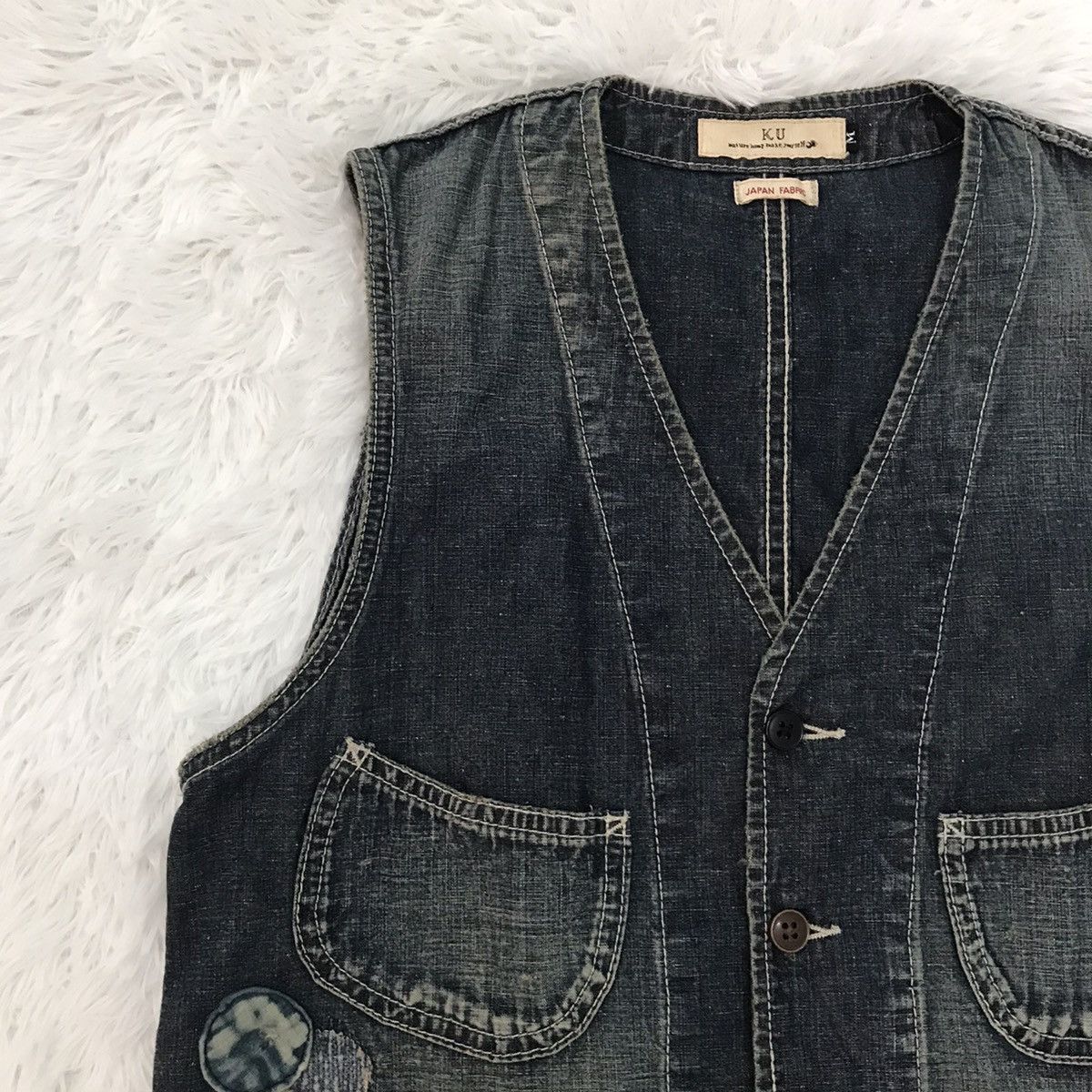 Japanese Brand KU Distress Patches Vest Japan Fabric Size US M / EU 48-50 / 2 - 3 Thumbnail