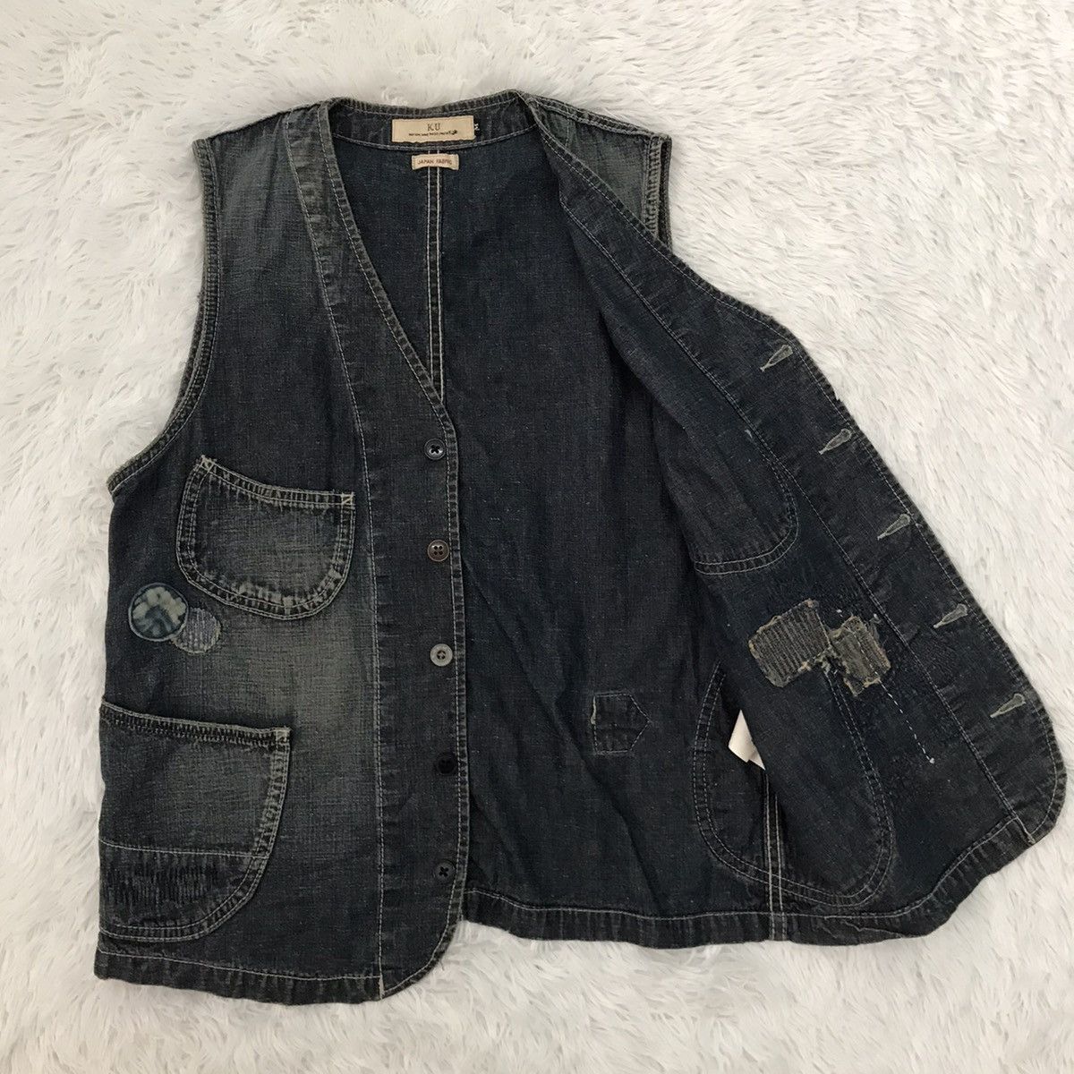 Japanese Brand KU Distress Patches Vest Japan Fabric Size US M / EU 48-50 / 2 - 11 Thumbnail