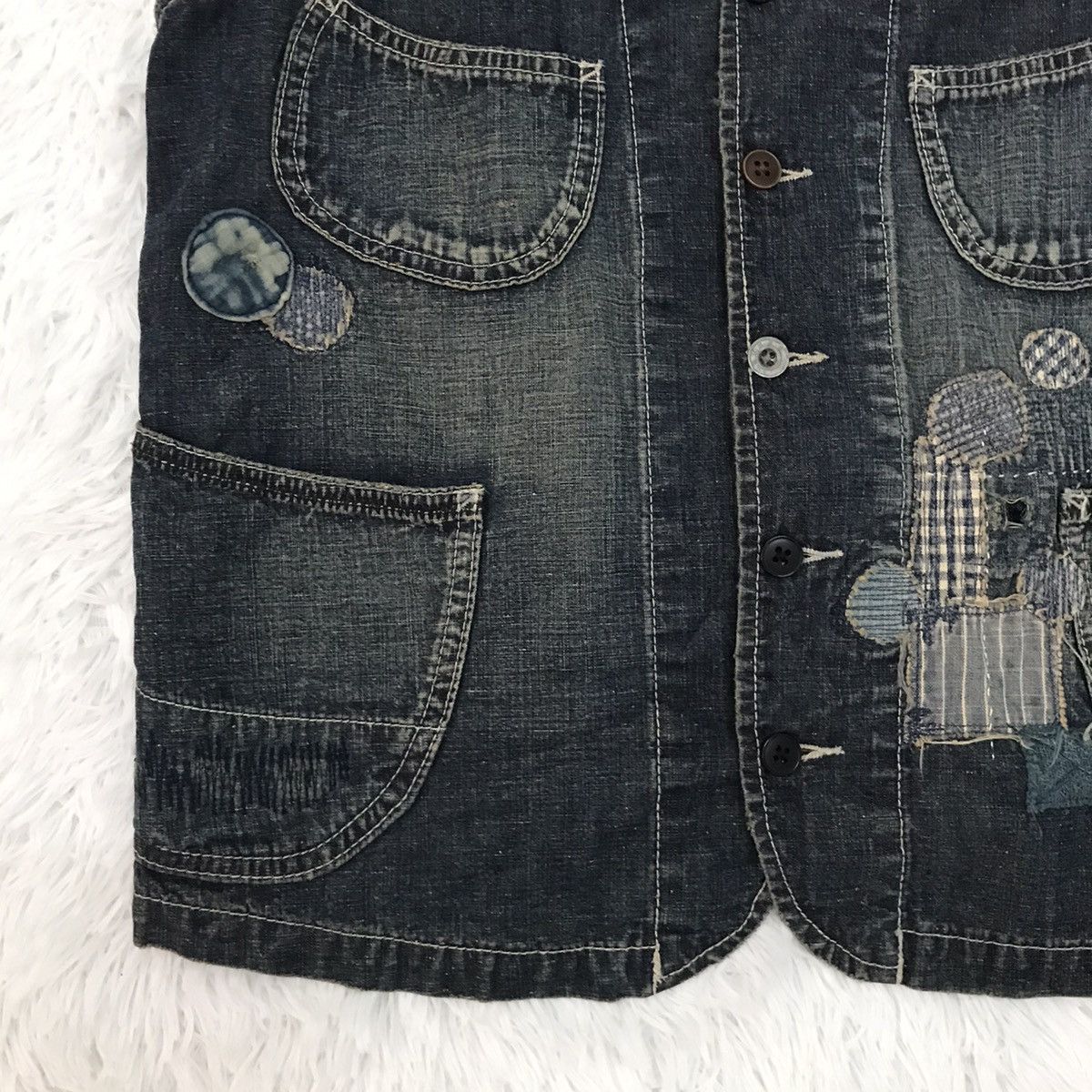 Japanese Brand KU Distress Patches Vest Japan Fabric Size US M / EU 48-50 / 2 - 6 Thumbnail