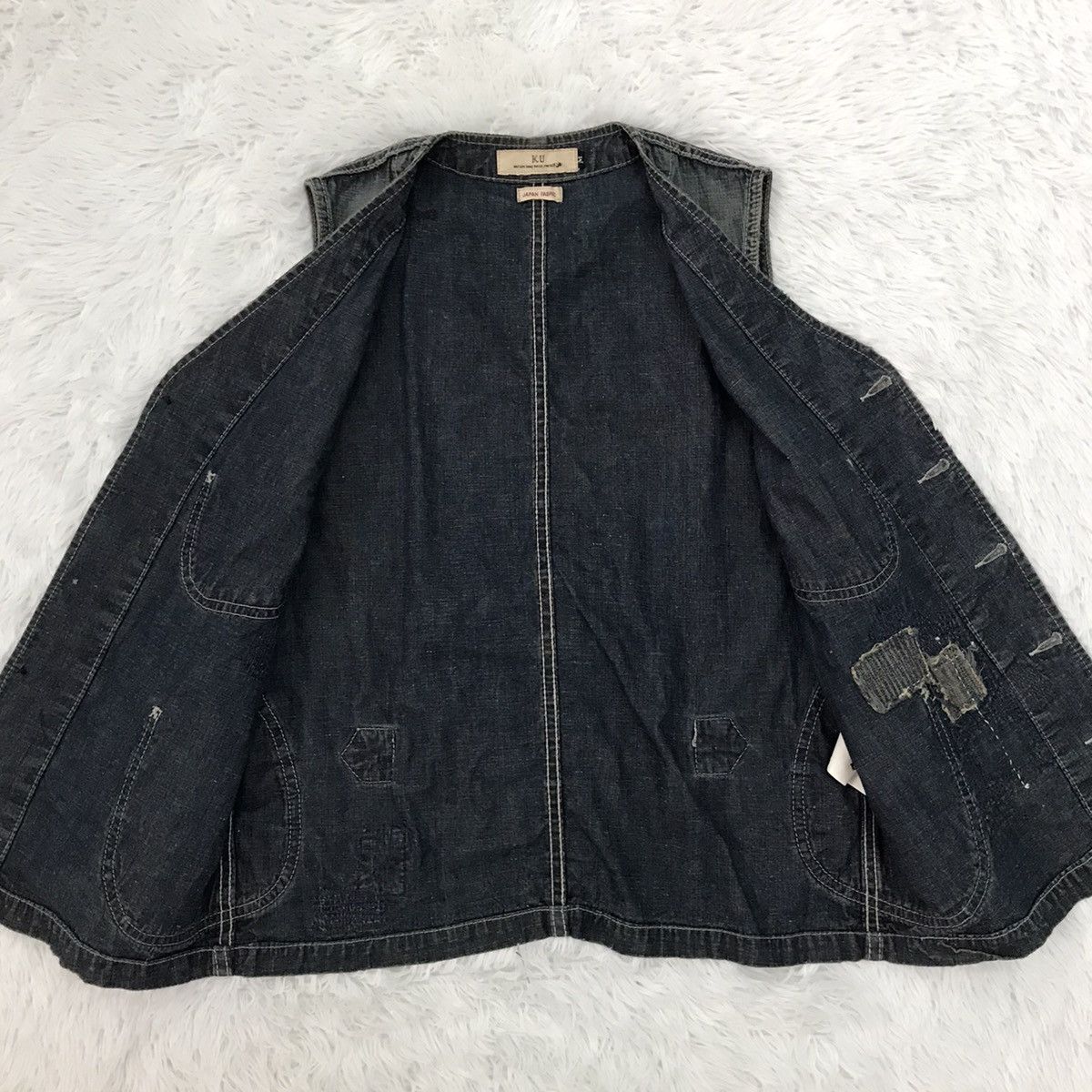 Japanese Brand KU Distress Patches Vest Japan Fabric Size US M / EU 48-50 / 2 - 12 Thumbnail