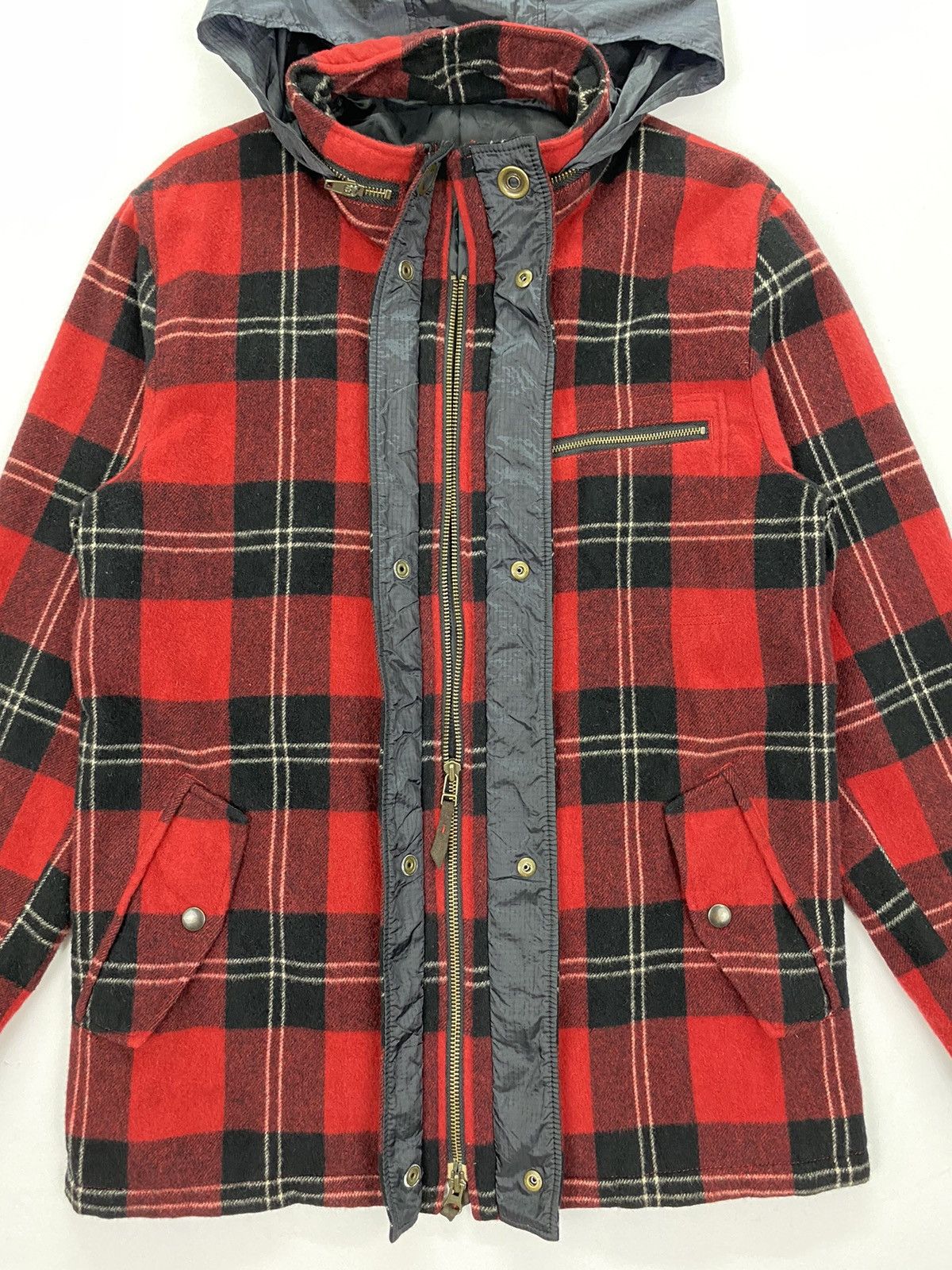 Comme Ca Ism × Japanese Brand Comme Ca Du Mode Men Plaid Hooded Jacket Size US S / EU 44-46 / 1 - 7 Thumbnail