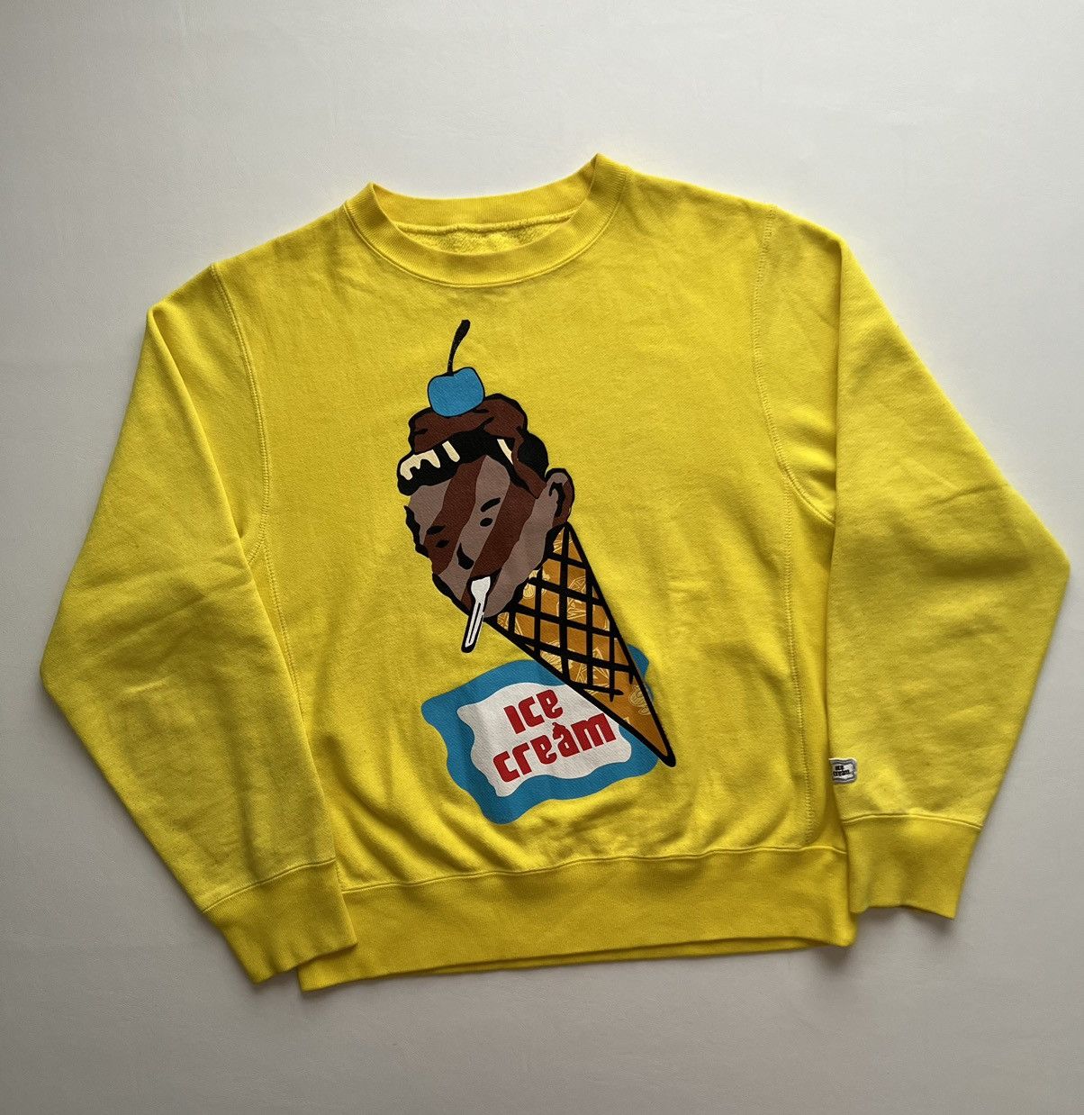 image of Billionaire Boys Club Season 2 Ice Cream Coneman Crewneck in Yellow, Men's (Size XS)