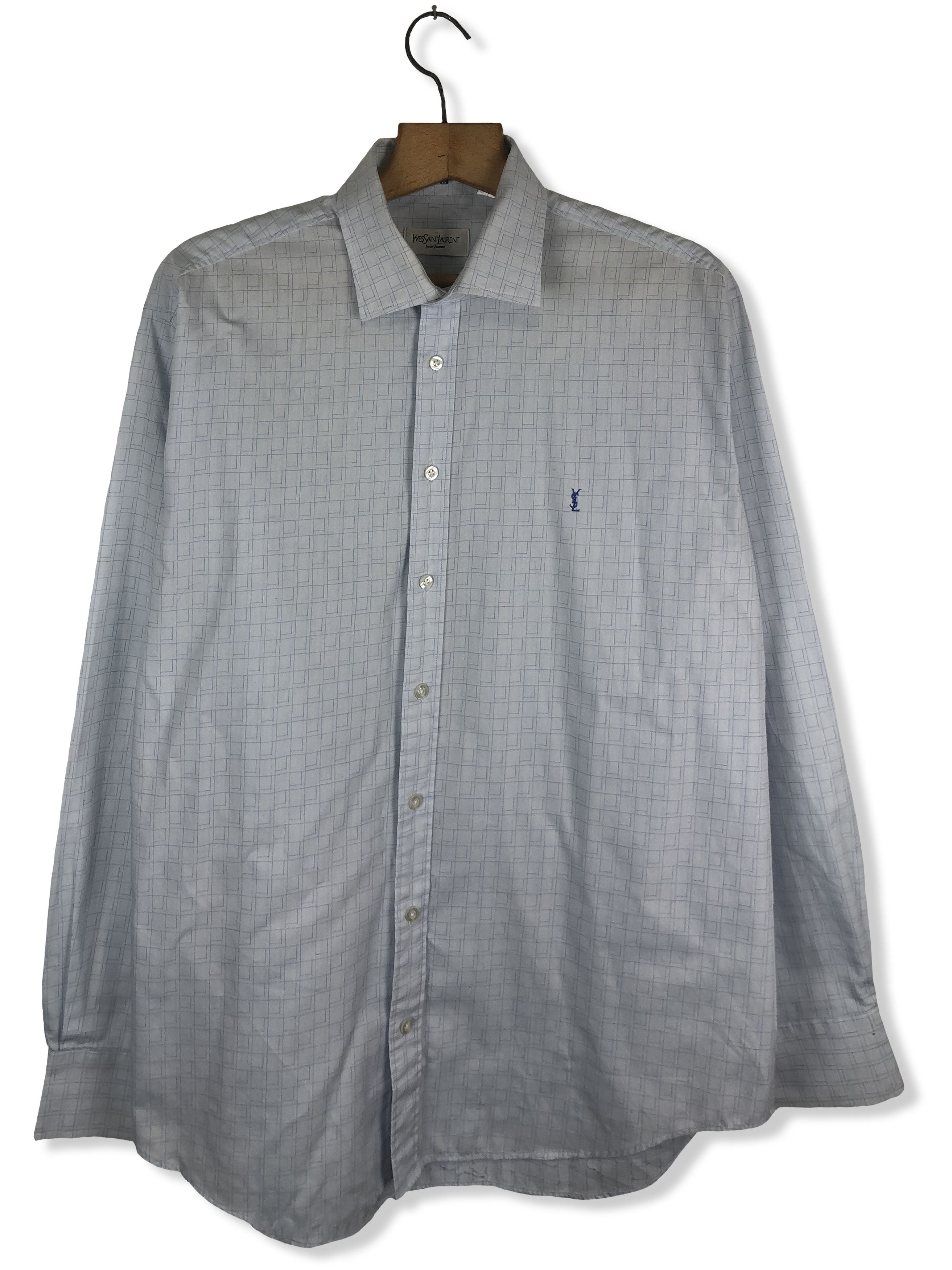 Vintage Vintage YVES SAINT LAURENT Blue Button Up Shirt M271 Size US XXL / EU 58 / 5 - 1 Thumbnail