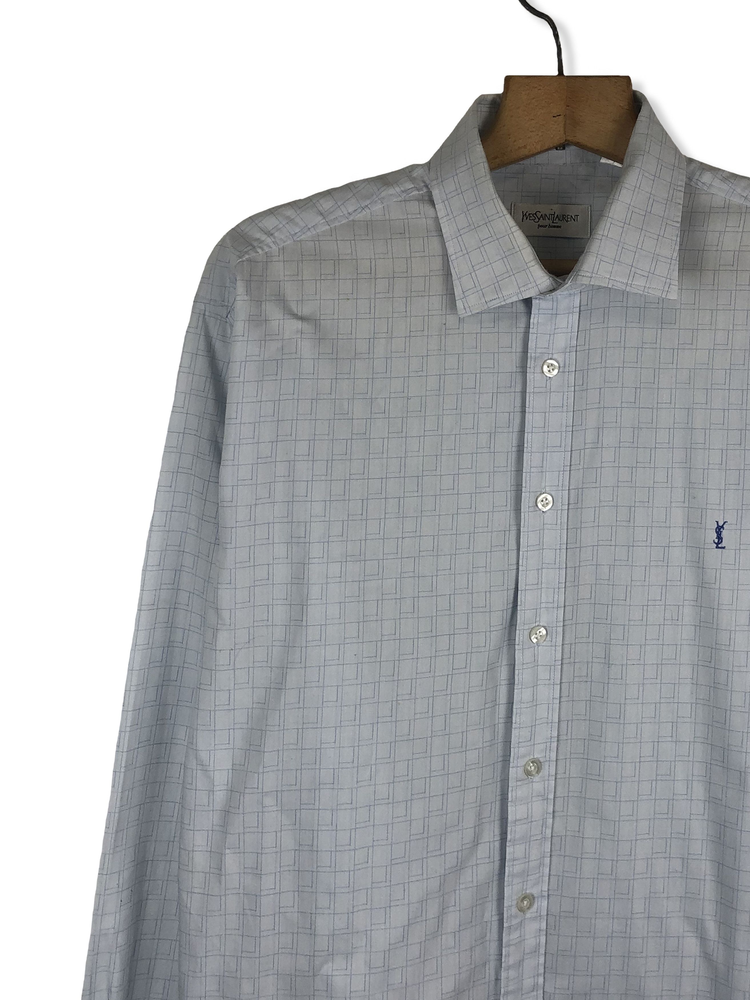 Vintage Vintage YVES SAINT LAURENT Blue Button Up Shirt M271 Size US XXL / EU 58 / 5 - 3 Thumbnail