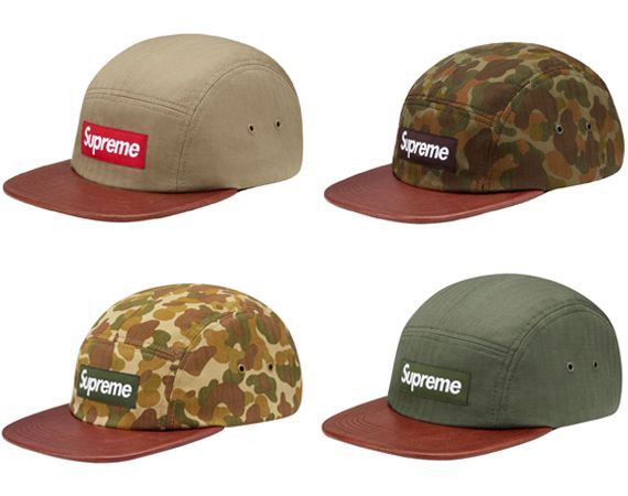 Supreme Supreme Duck Camo 5 Panel Camp Cap Leather Green SS12