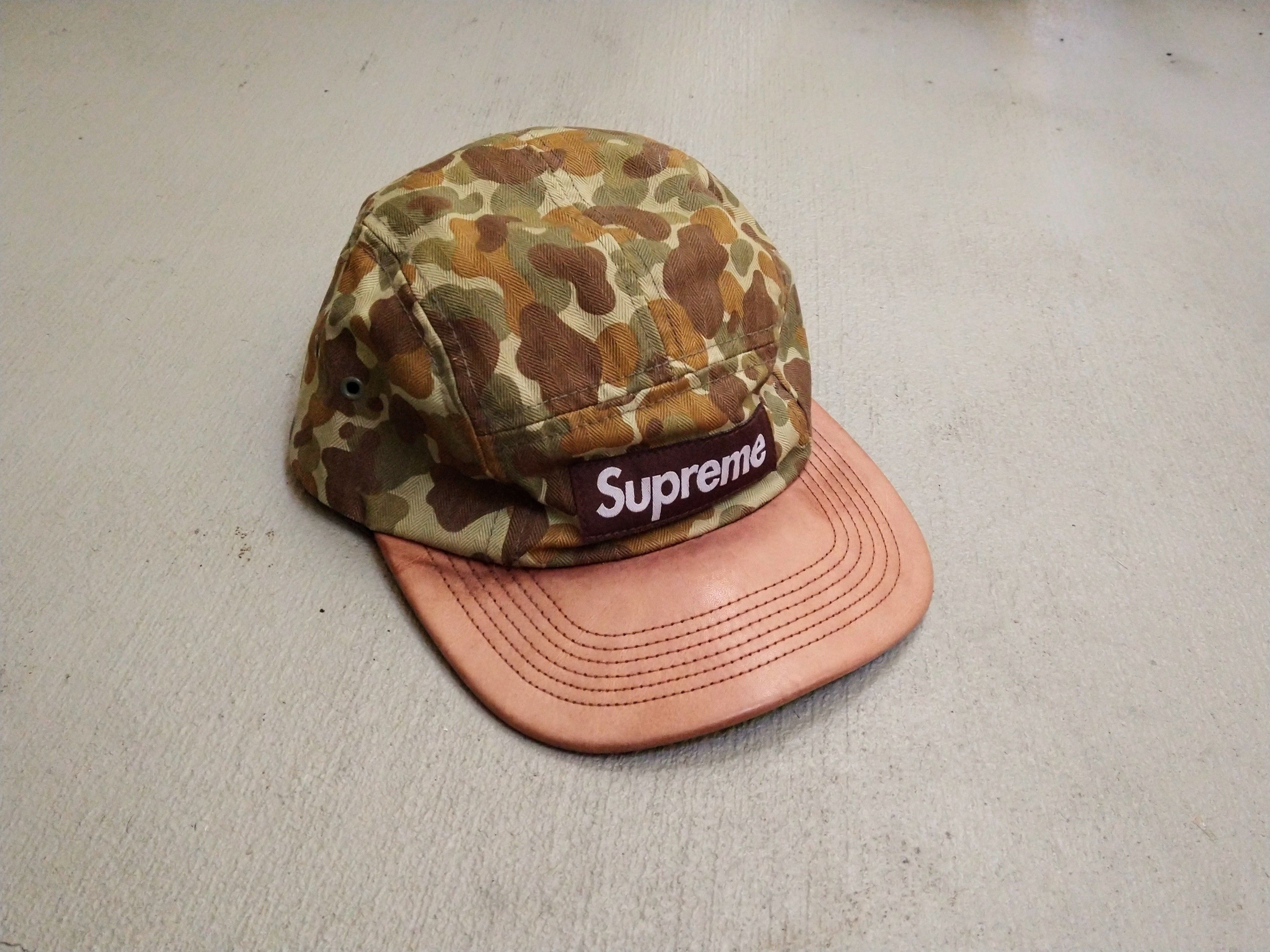 Supreme Supreme Duck Camo 5 Panel Camp Cap Leather Green SS12