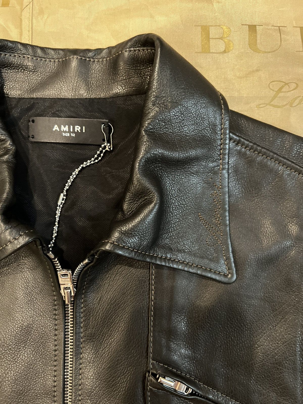 Amiri AMIRI pointed-collar grained leather jacket size 52 Size US L / EU 52-54 / 3 - 10 Thumbnail