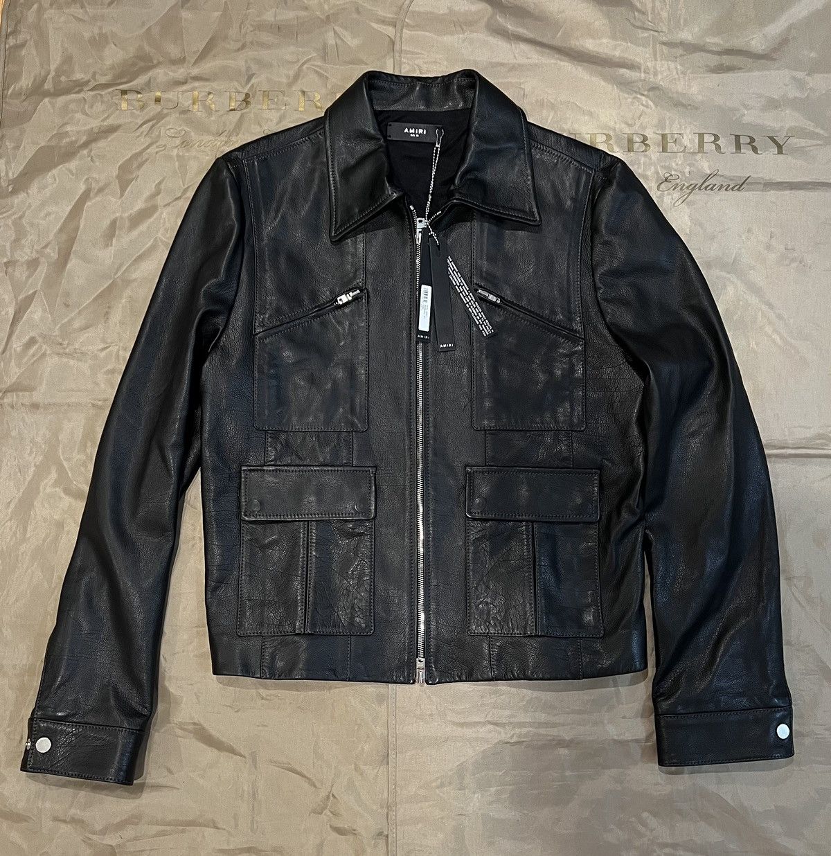Amiri AMIRI pointed-collar grained leather jacket size 52 Size US L / EU 52-54 / 3 - 1 Thumbnail