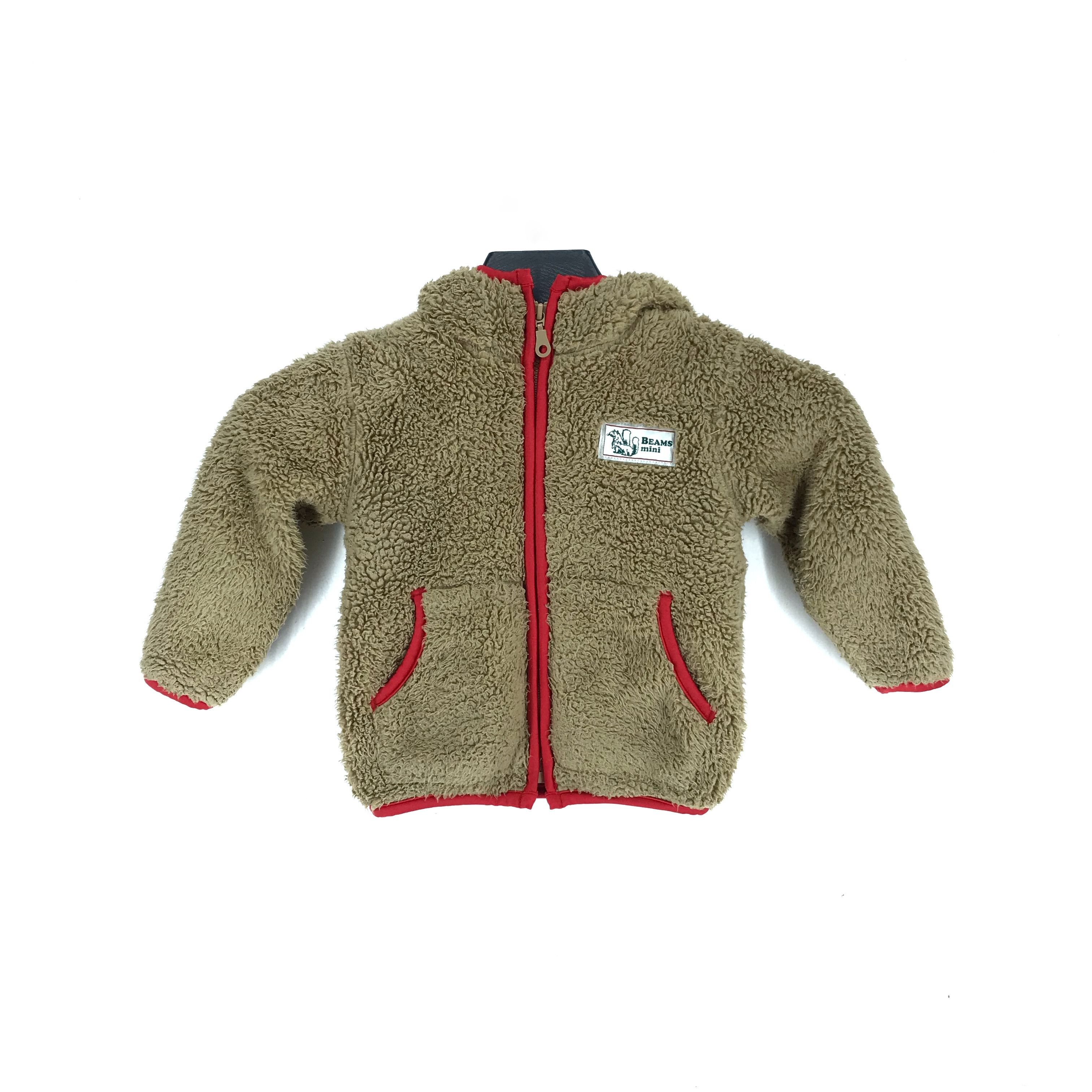image of Beams Plus x Kid Beams Mini Deep Pile Fleece Hooded Baby Jacket 2368-93 in Brown, Men's (Size 2XS)