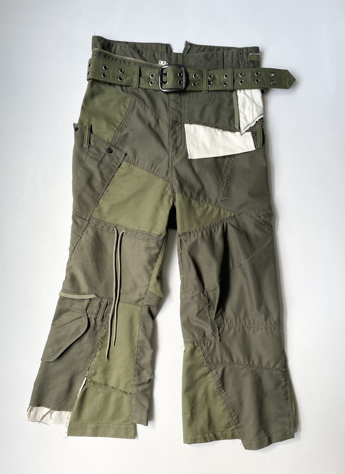 image of Comme Des Garcons x Junya Watanabe A/w 06 Reworked Cargo Trousers in Military Green, Women's (Size 