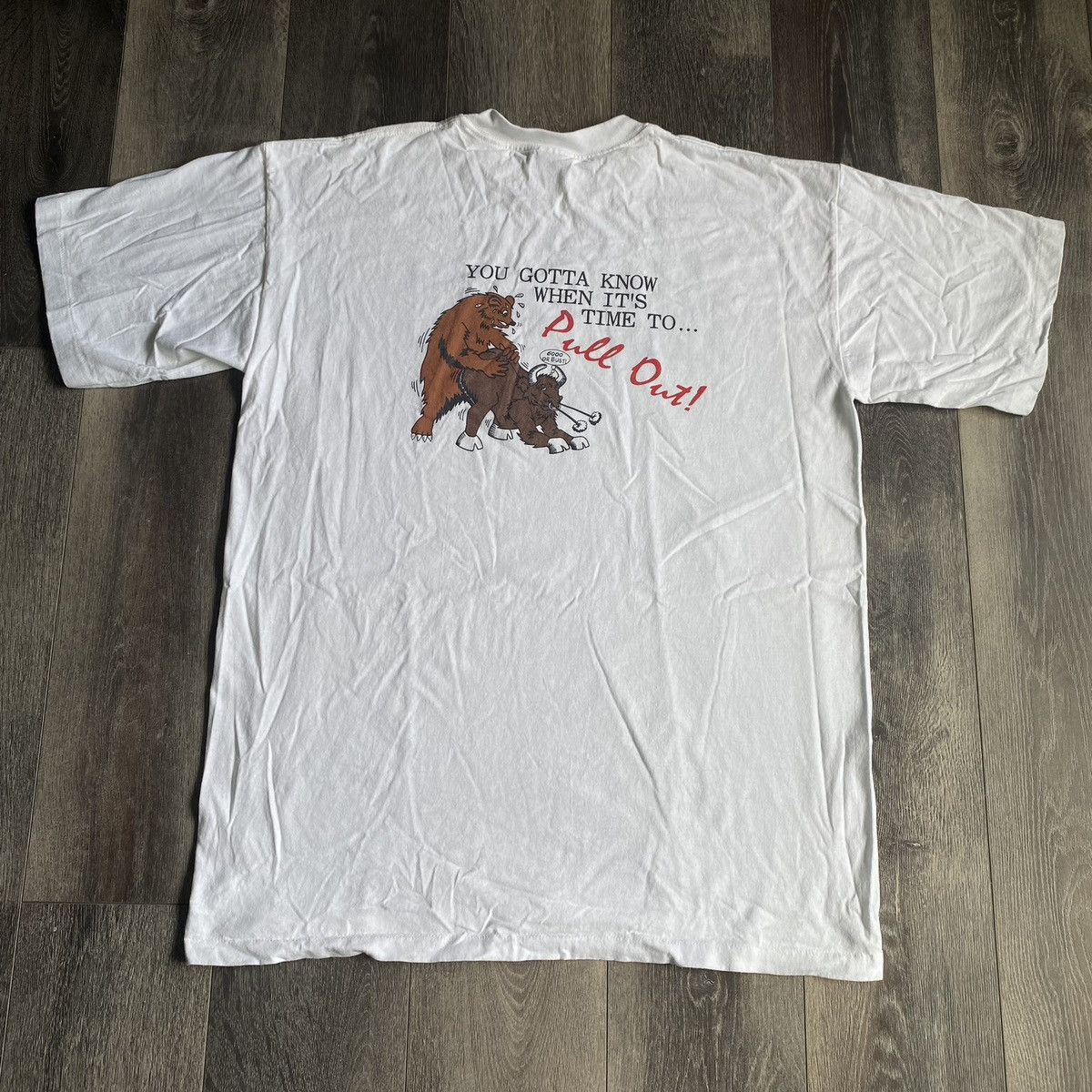 Vintage Vintage 90s Wall Street You Gotta Know When to Pull Out Tee Size US XL / EU 56 / 4 - 2 Thumbnail
