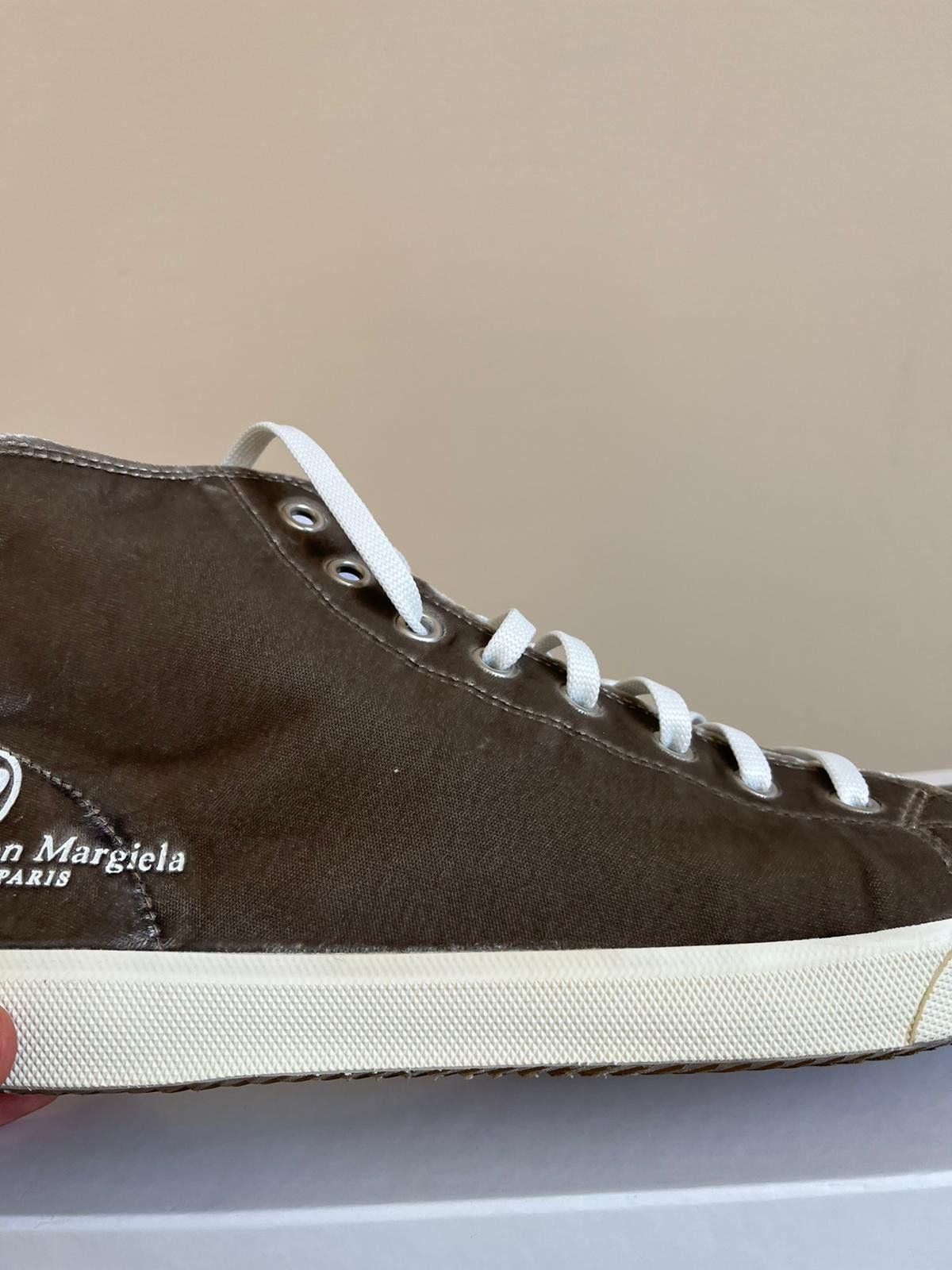 Maison Margiela Logo Mid Top Trainer in Khaki Brown Size US 11 / EU 44 - 7 Thumbnail