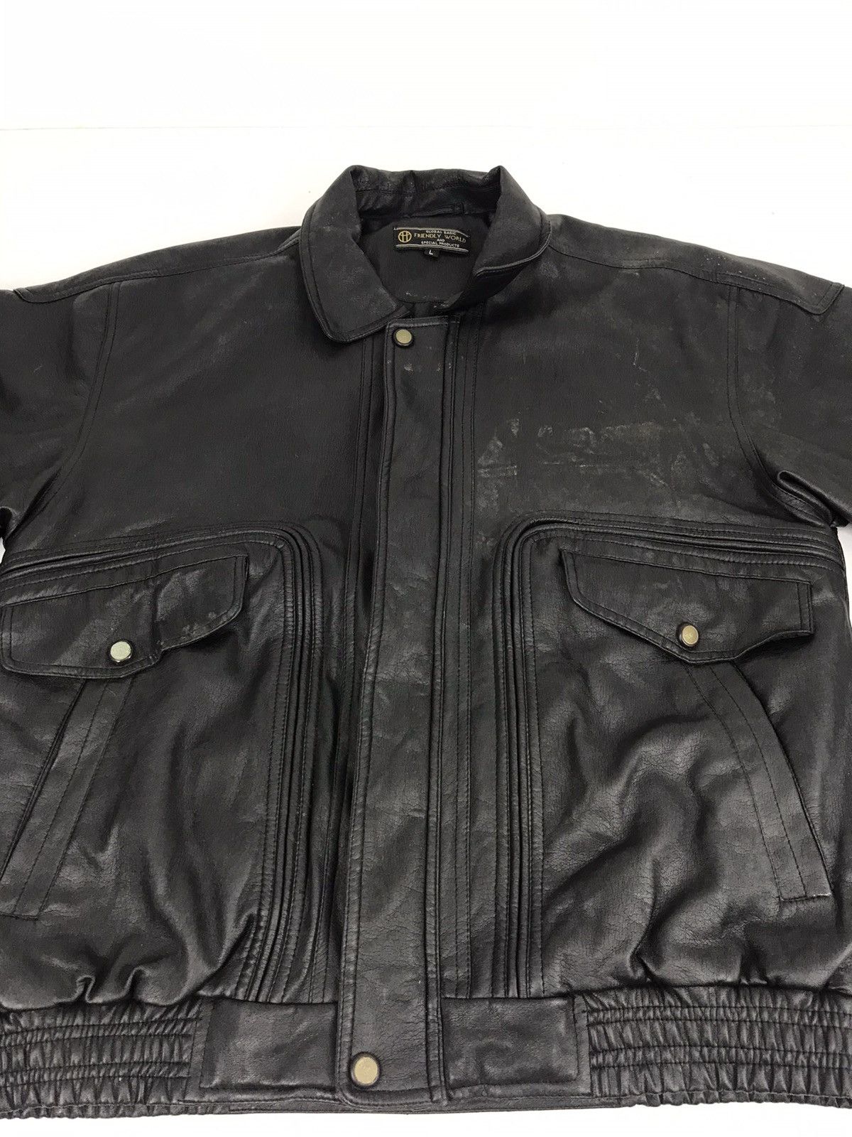 Japanese Brand Classic Leather Jacket Global Basic Friendly Worlds Quilted Size US L / EU 52-54 / 3 - 2 Thumbnail