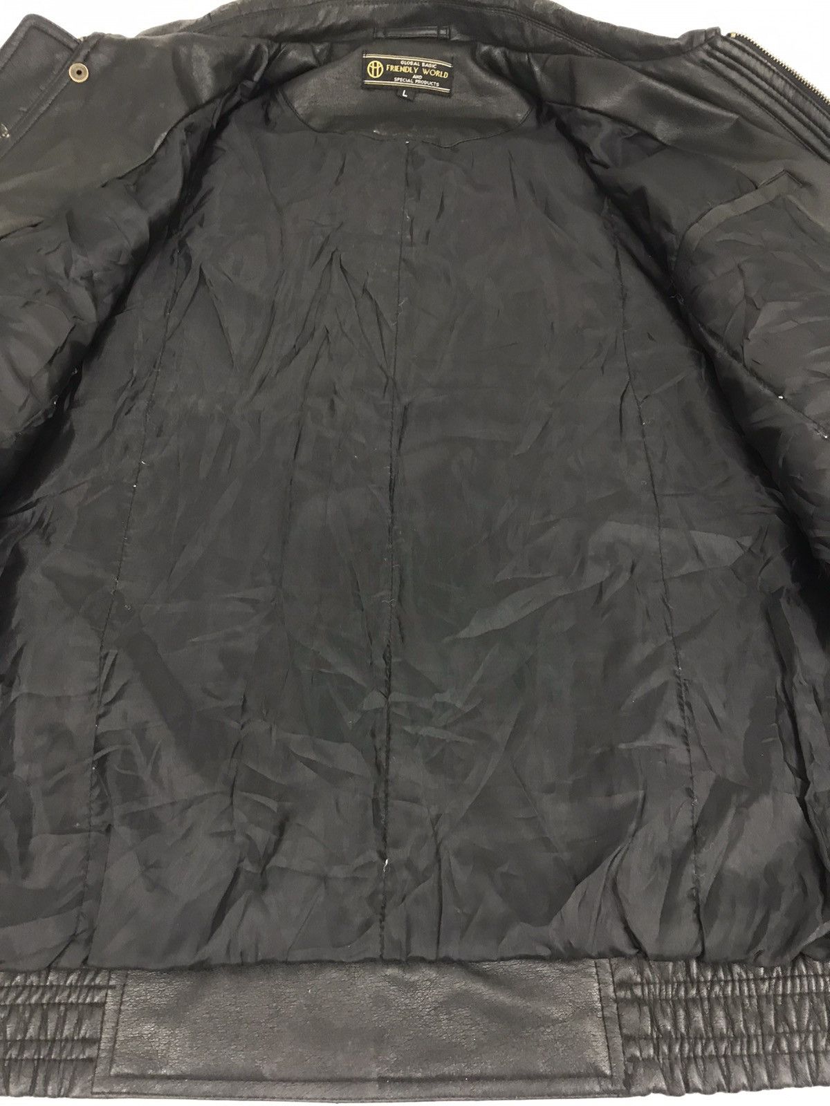Japanese Brand Classic Leather Jacket Global Basic Friendly Worlds Quilted Size US L / EU 52-54 / 3 - 4 Thumbnail