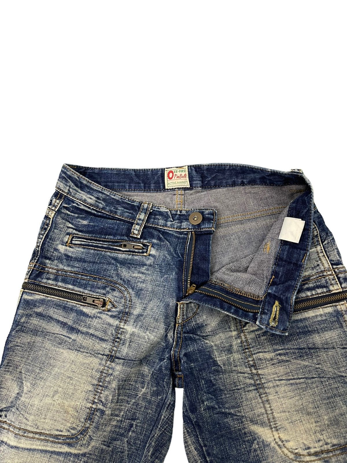 Japanese Brand Flare Jeans Ozz Pinballs Distress Acid Wash Boot Cut 5🟦5 Size US 30 / EU 46 - 11 Thumbnail